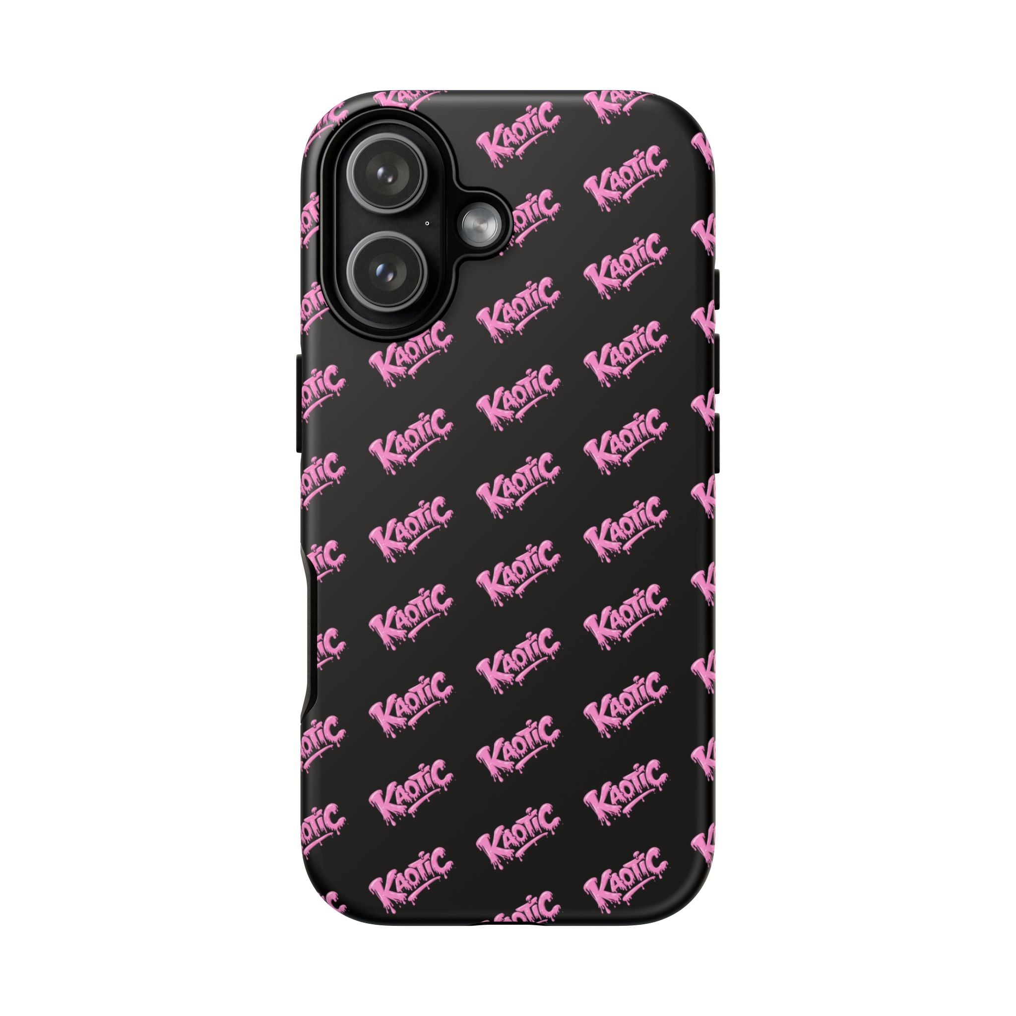 Phone Case — Black & Pink Repeating 'Krazie' Logo Protective Case