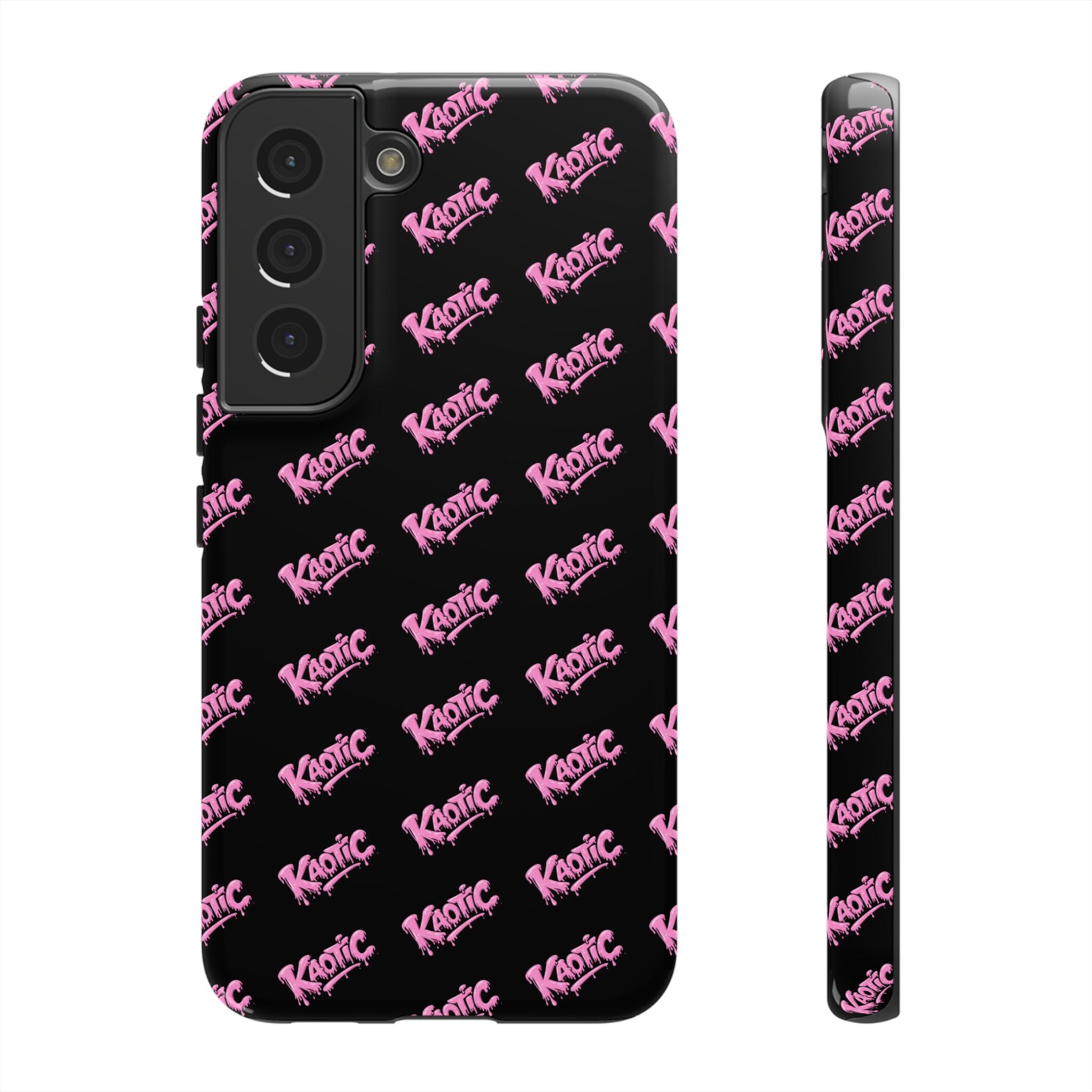 Phone Case — Black & Pink Repeating 'Krazie' Logo Protective Case