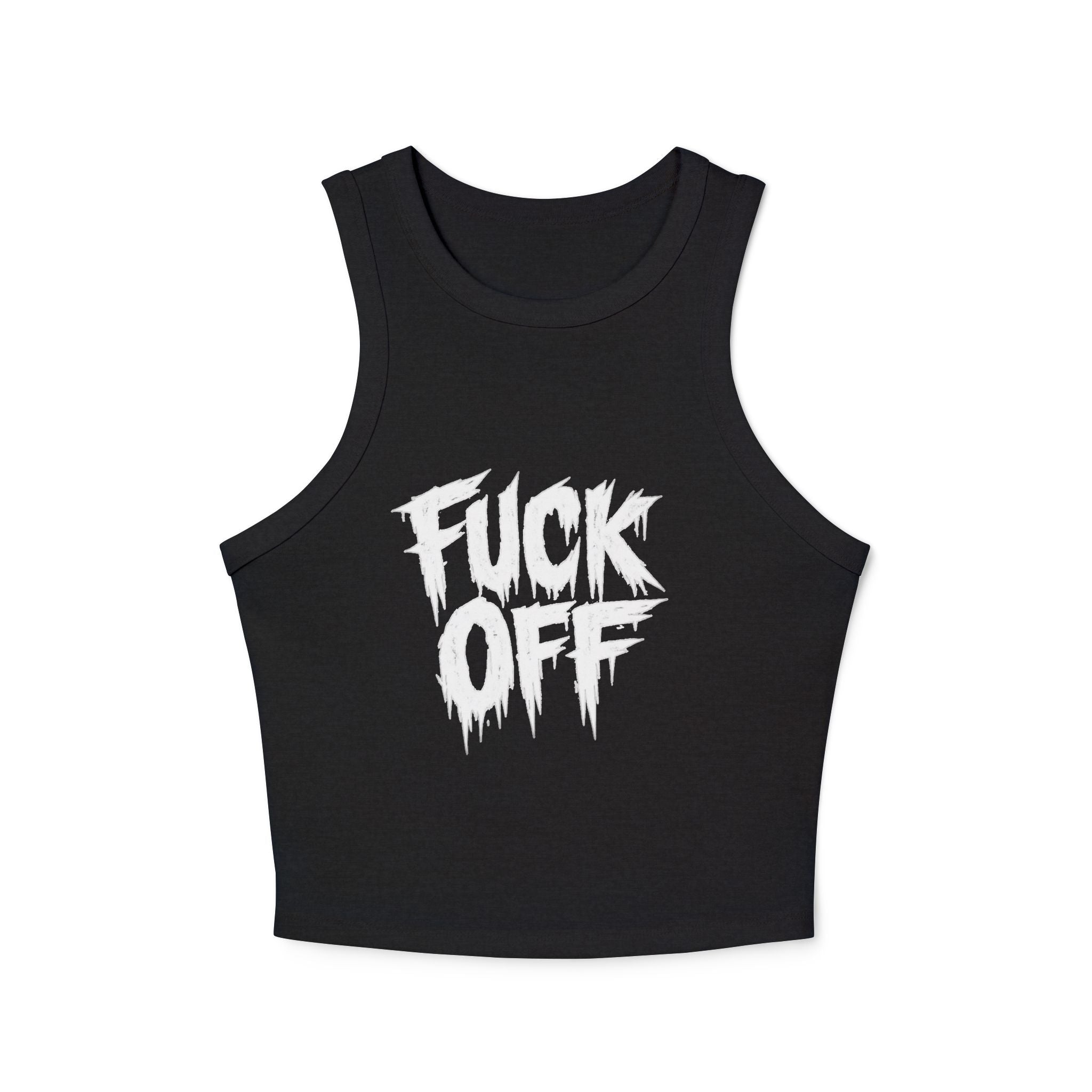 Racer Tank Top — "Fuck Off" Drip Graphic