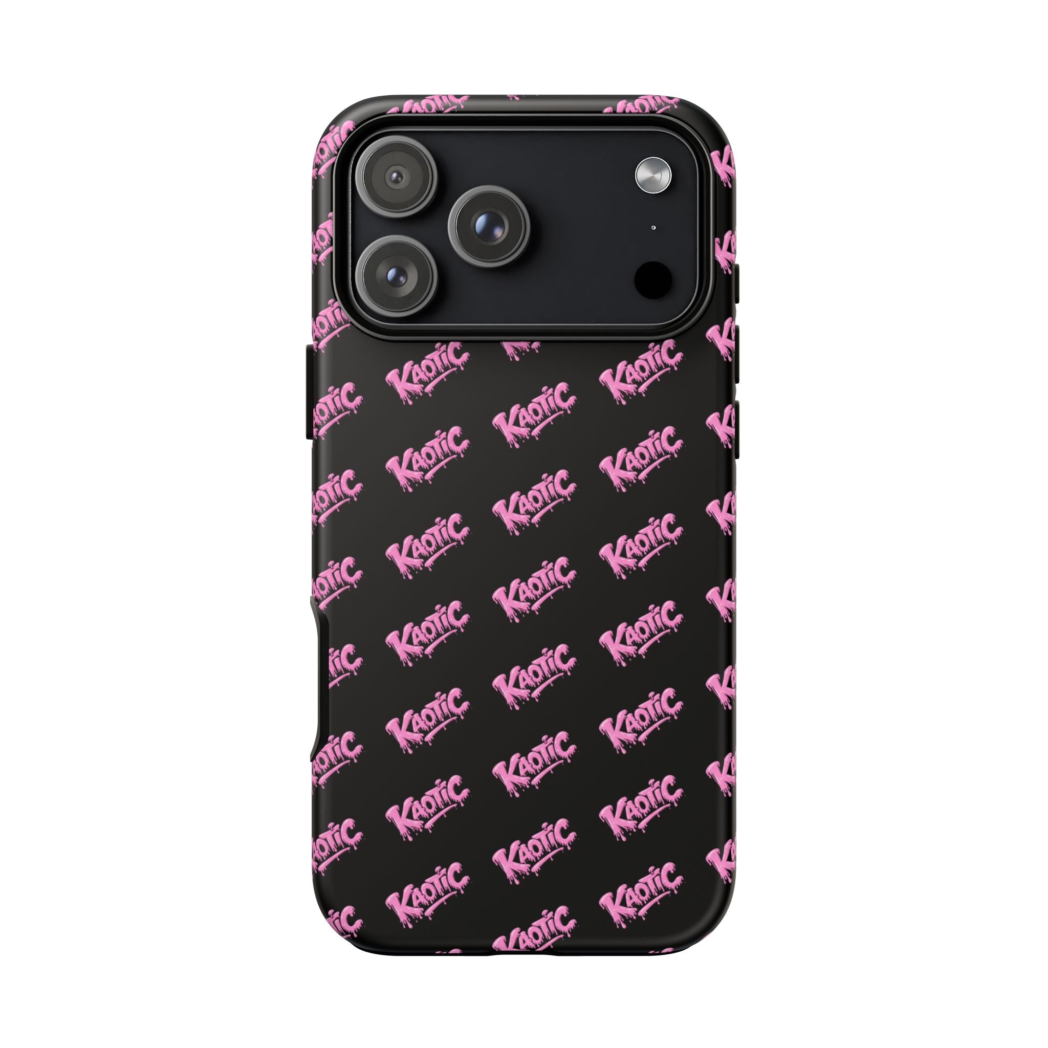 Phone Case — Black & Pink Repeating 'Krazie' Logo Protective Case