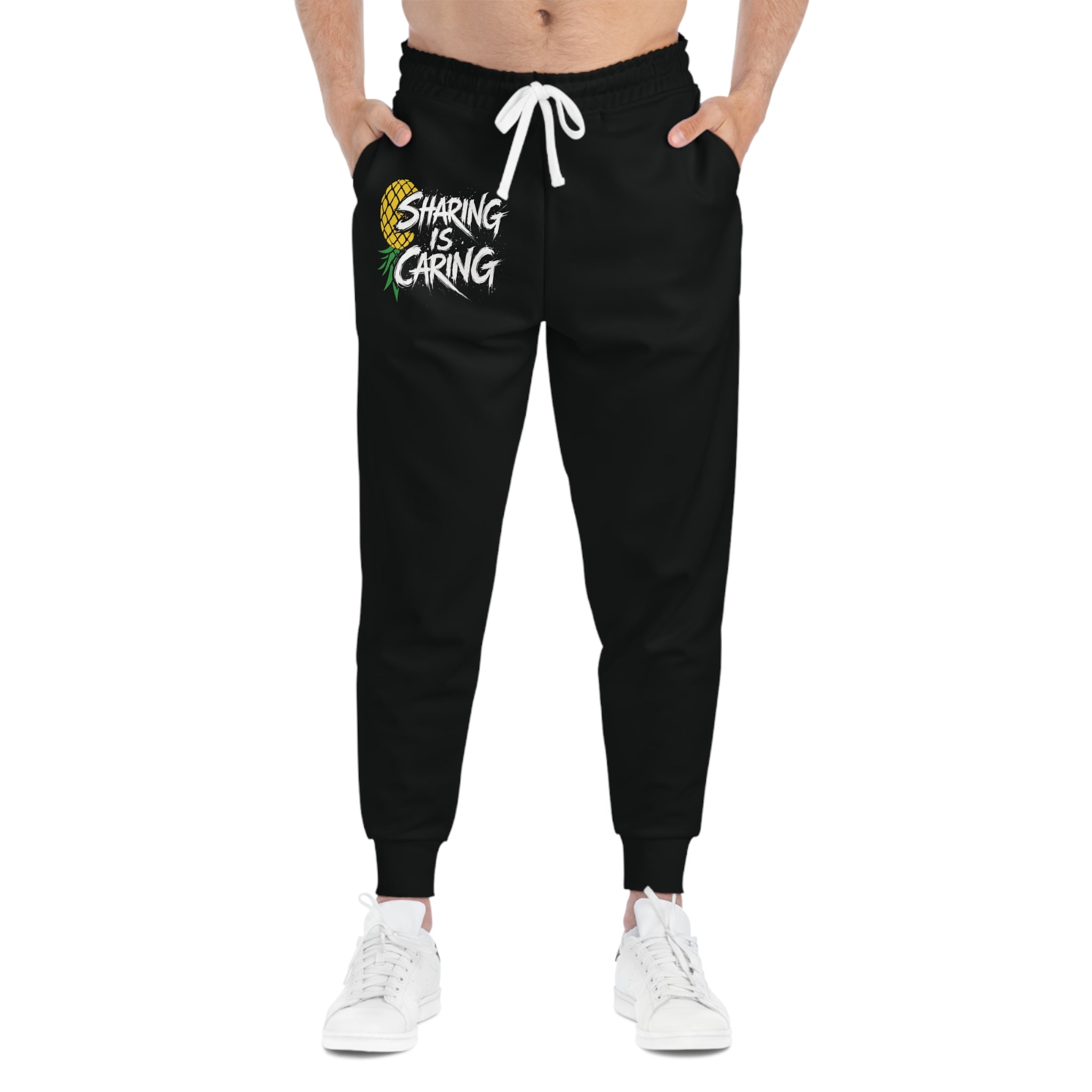 Pineapple "Sharing Is Caring" Athletic Joggers — Tropical Graphic Sweatpants