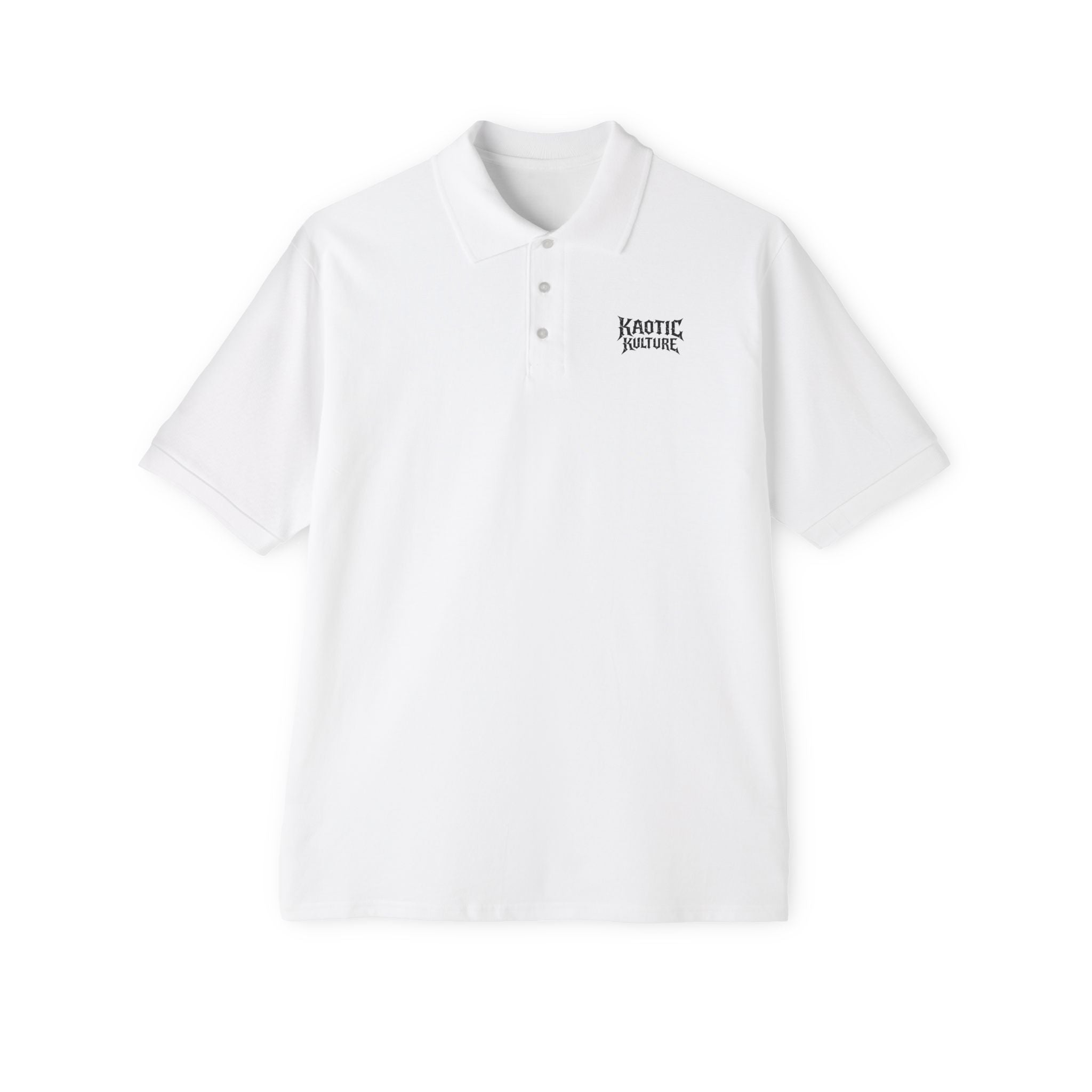 Kaotic Outfitters Logo Polo — Men's White Piqué Golf Shirt