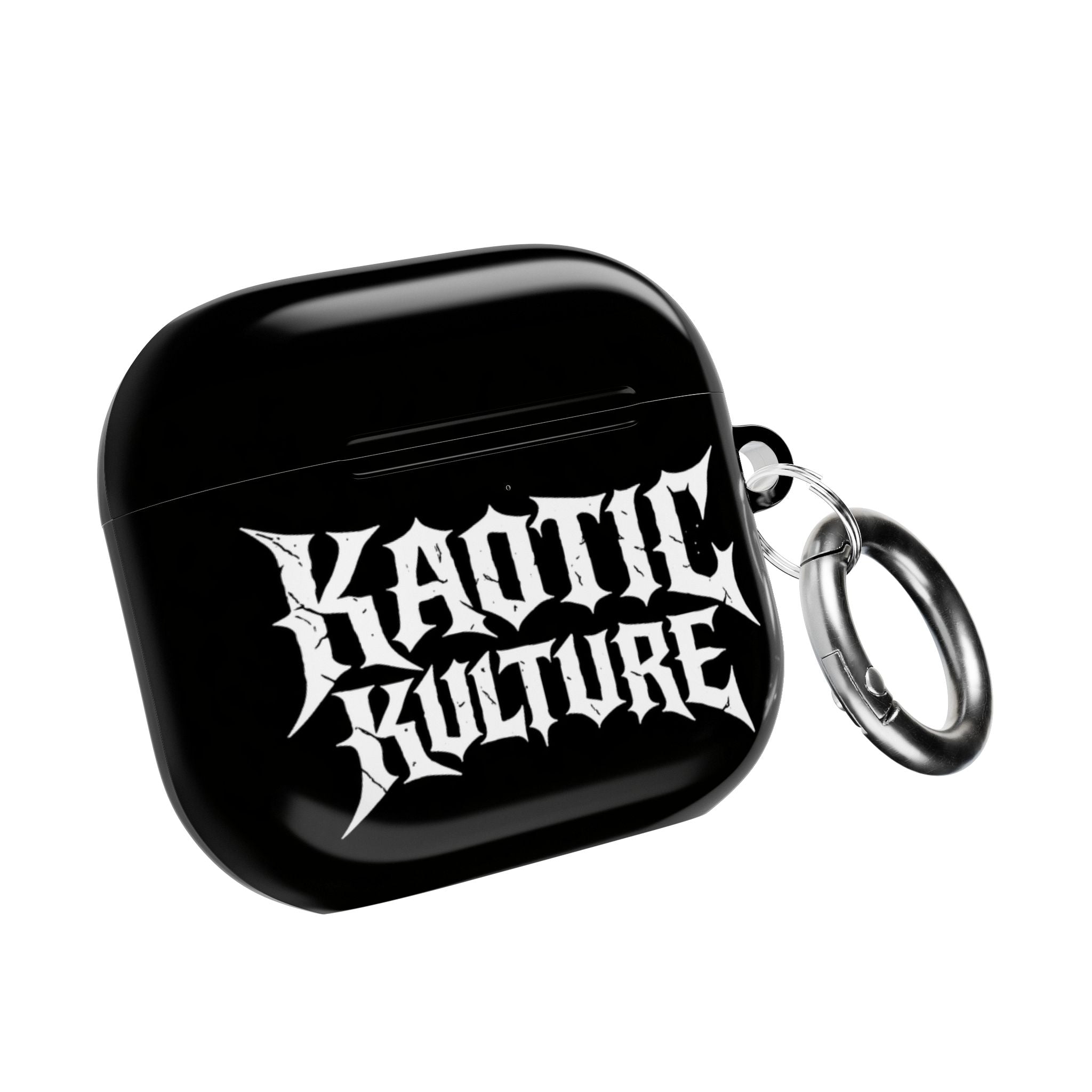 Kaotic Kulture AirPod Case — Black Gothic Script Protective Cover