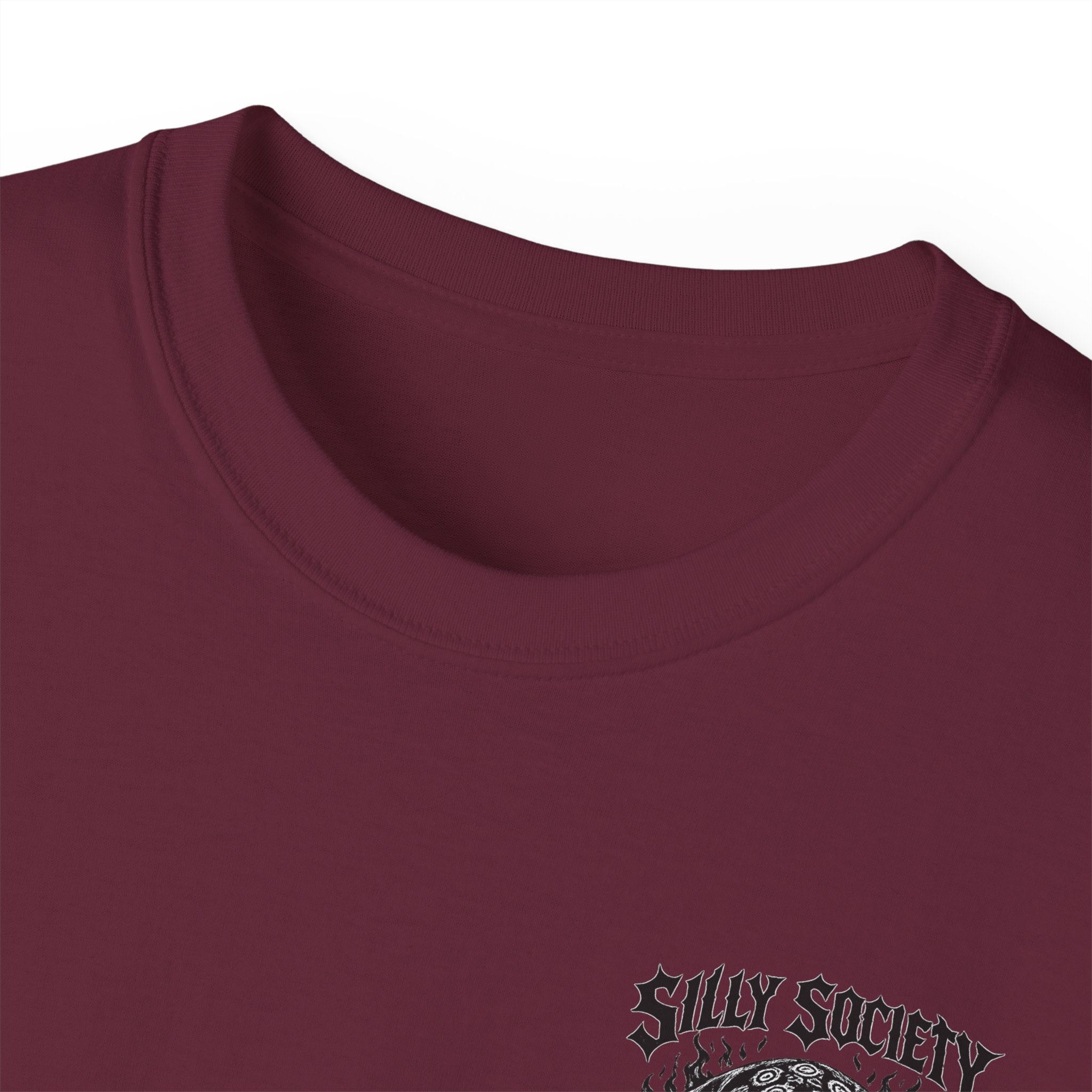 Silly Society Skull Crest Tee | Back Graphic Horror Band Shirt