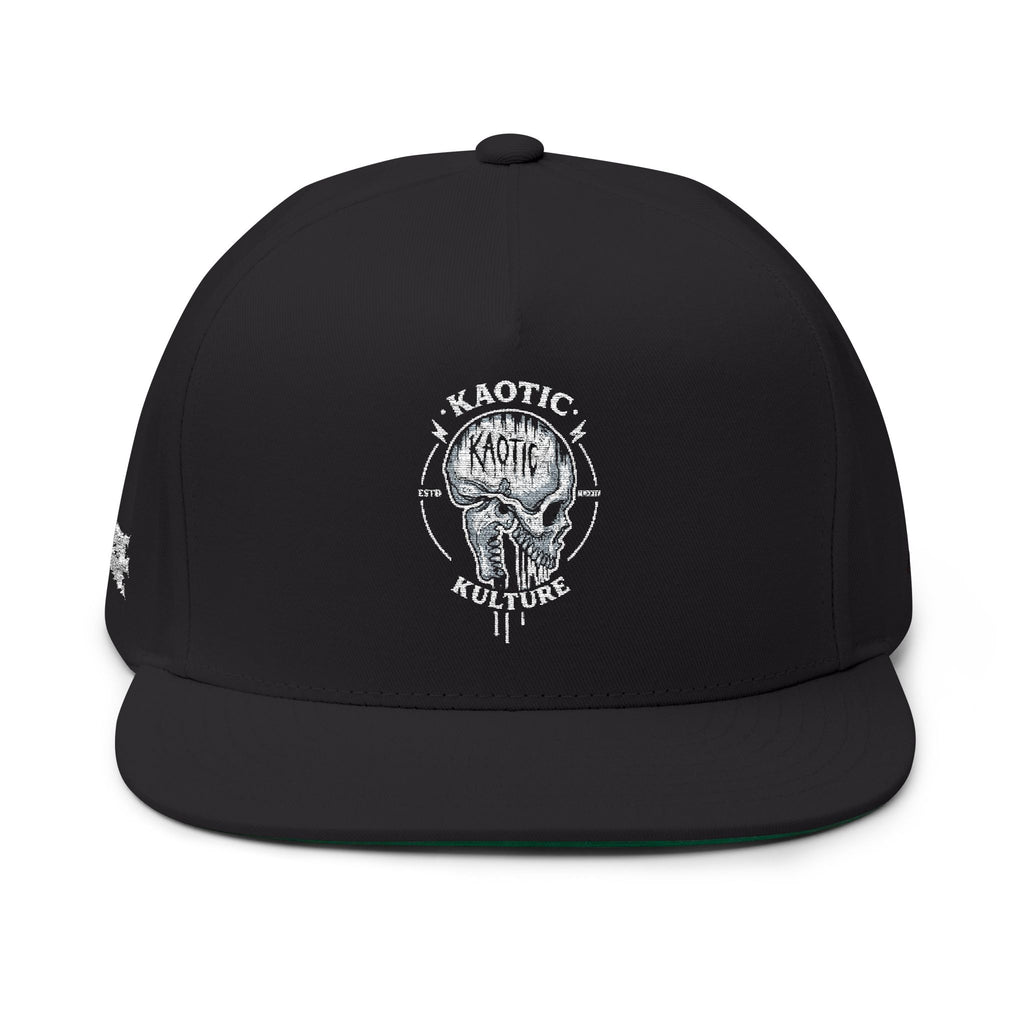 Skull & Chains Flat Bill Cap — Kaotic Kulture Embroidered Snapback