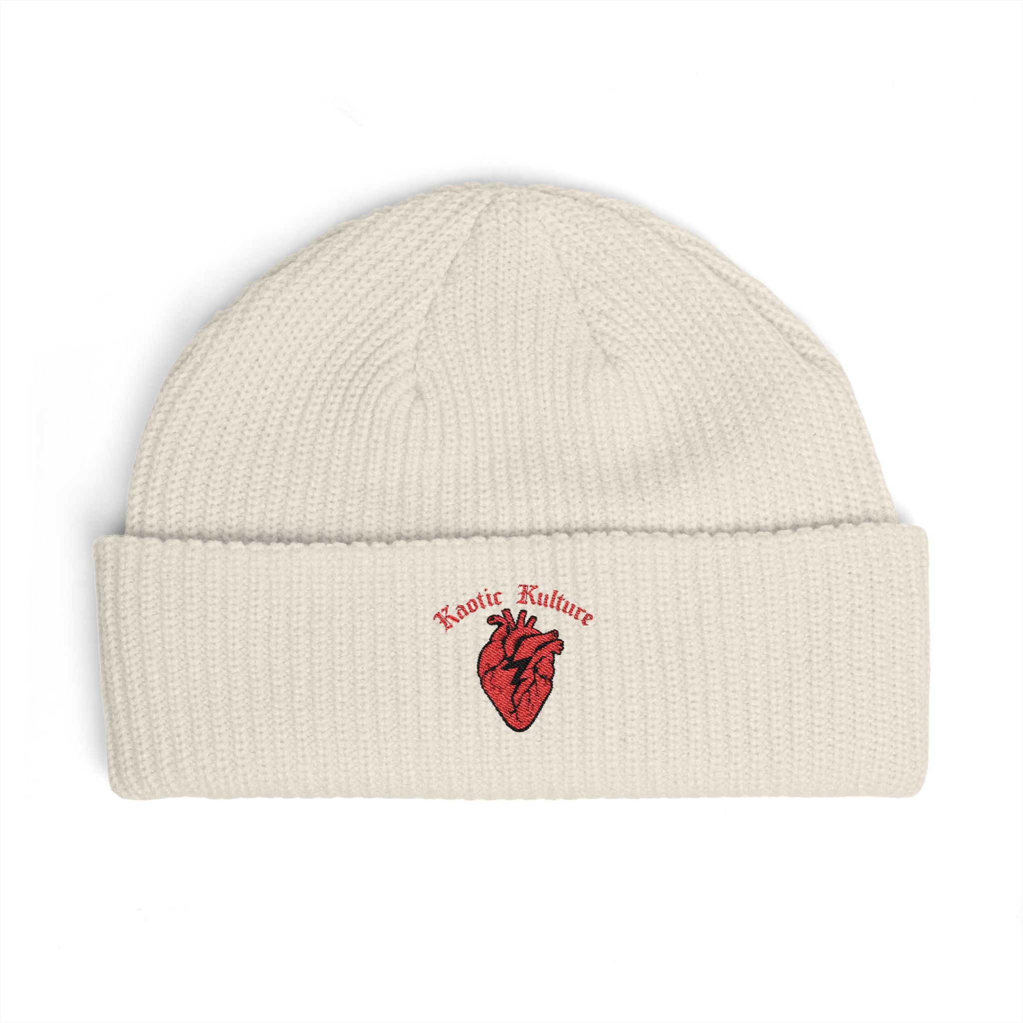Embroidered Anatomical Heart Cuff Beanie