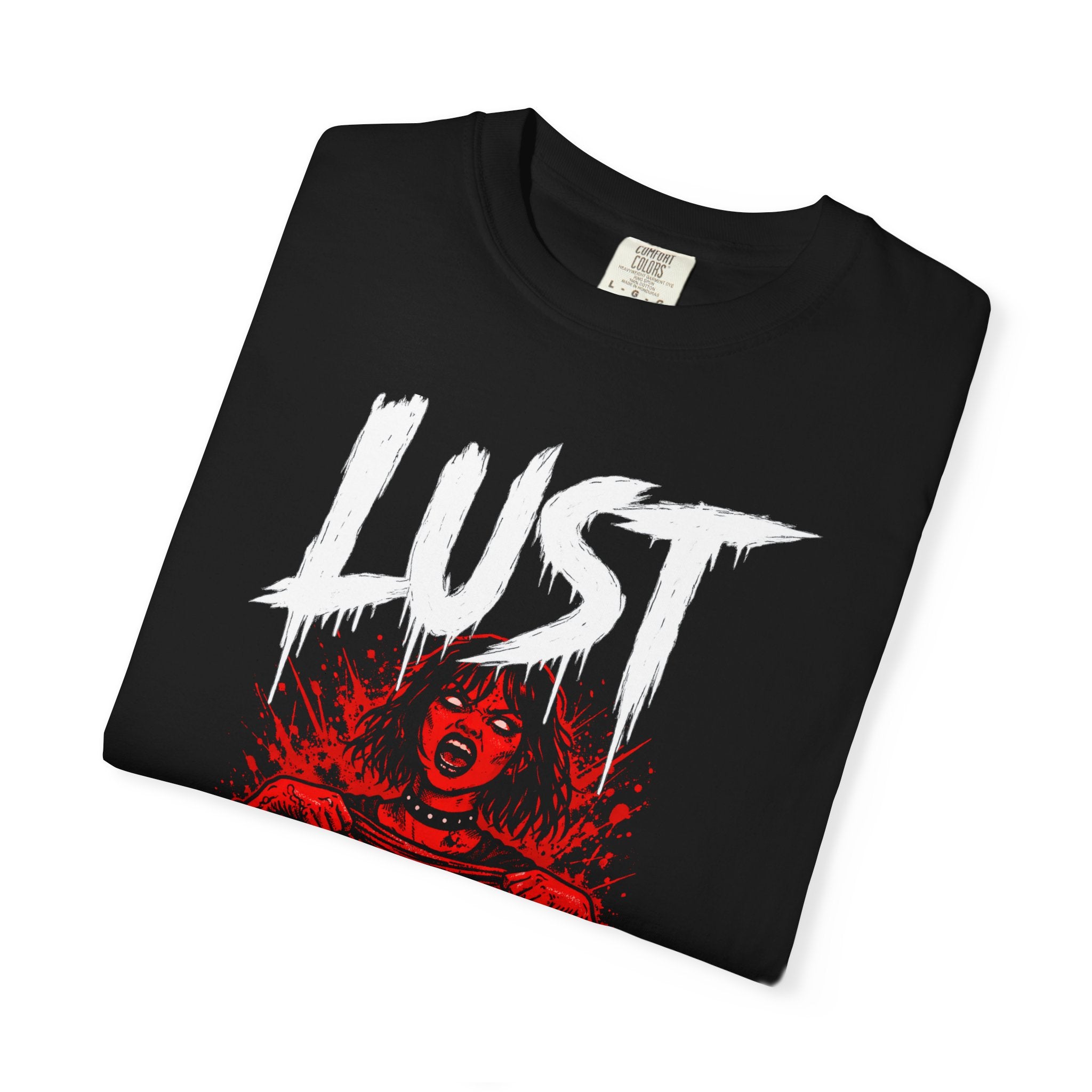 Lust Demon Graphic T-Shirt — Red Gothic Skeleton Horror Tee