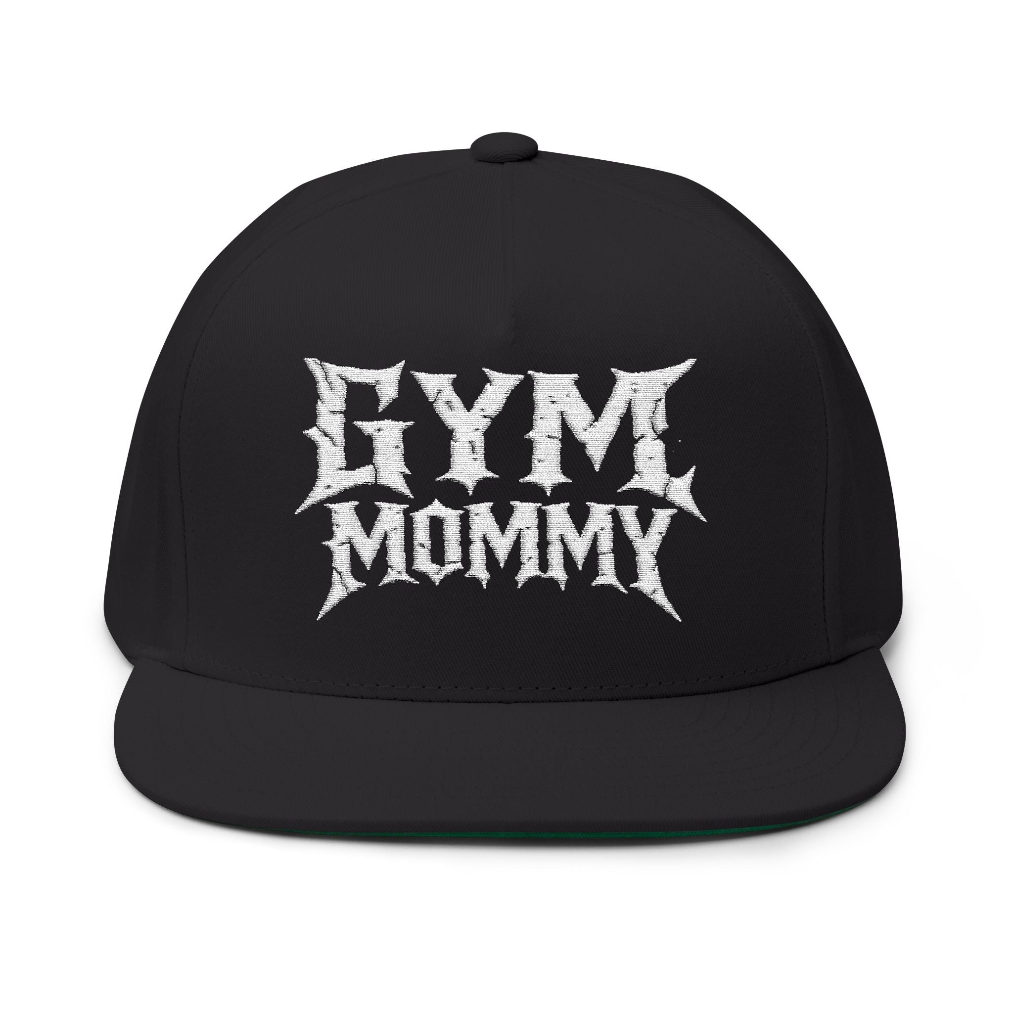 Gym Mommy Flat Bill Cap — Embroidered Rock-Style Fitness Hat for Active Moms