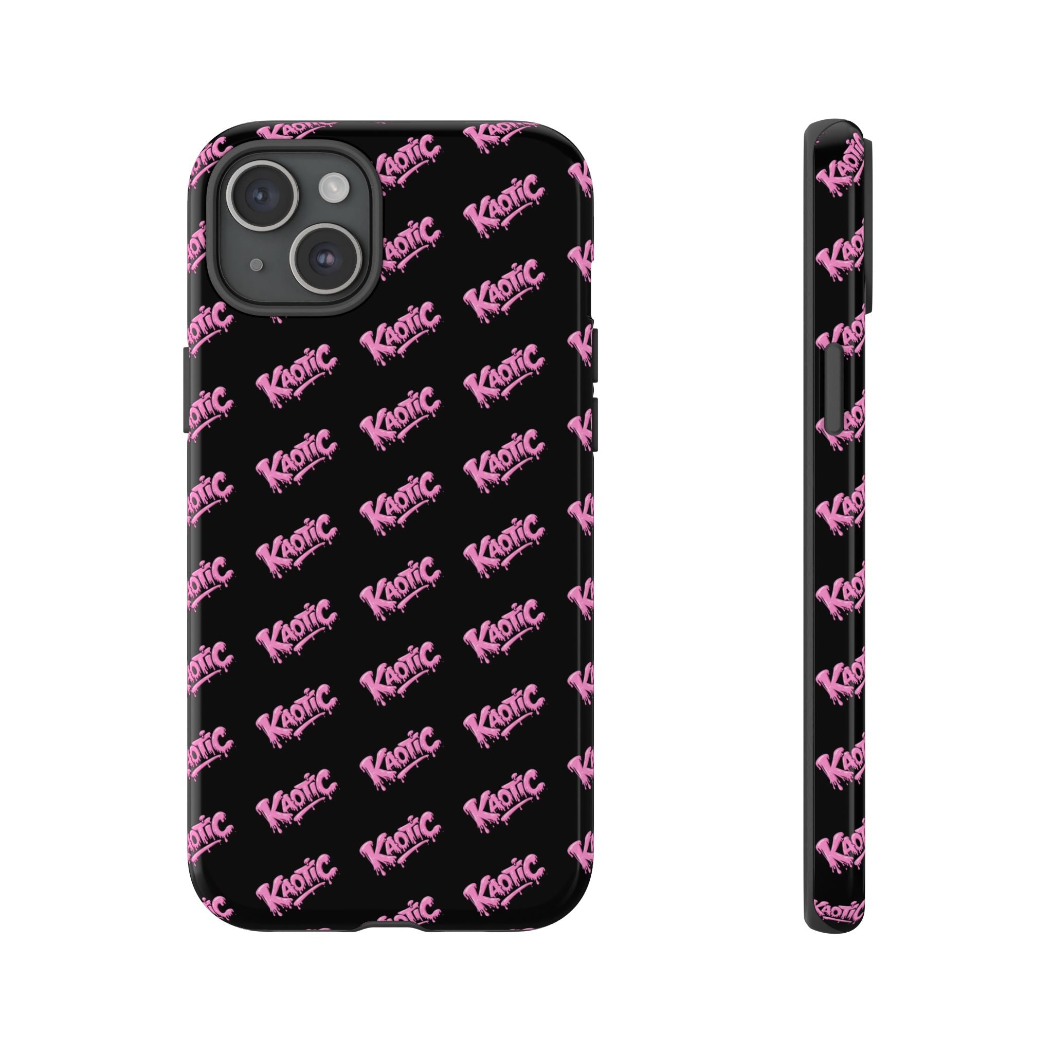 Phone Case — Black & Pink Repeating 'Krazie' Logo Protective Case