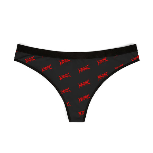 Black & Red Logo Thong — Women's Graphic Lingerie (All-Over Print)