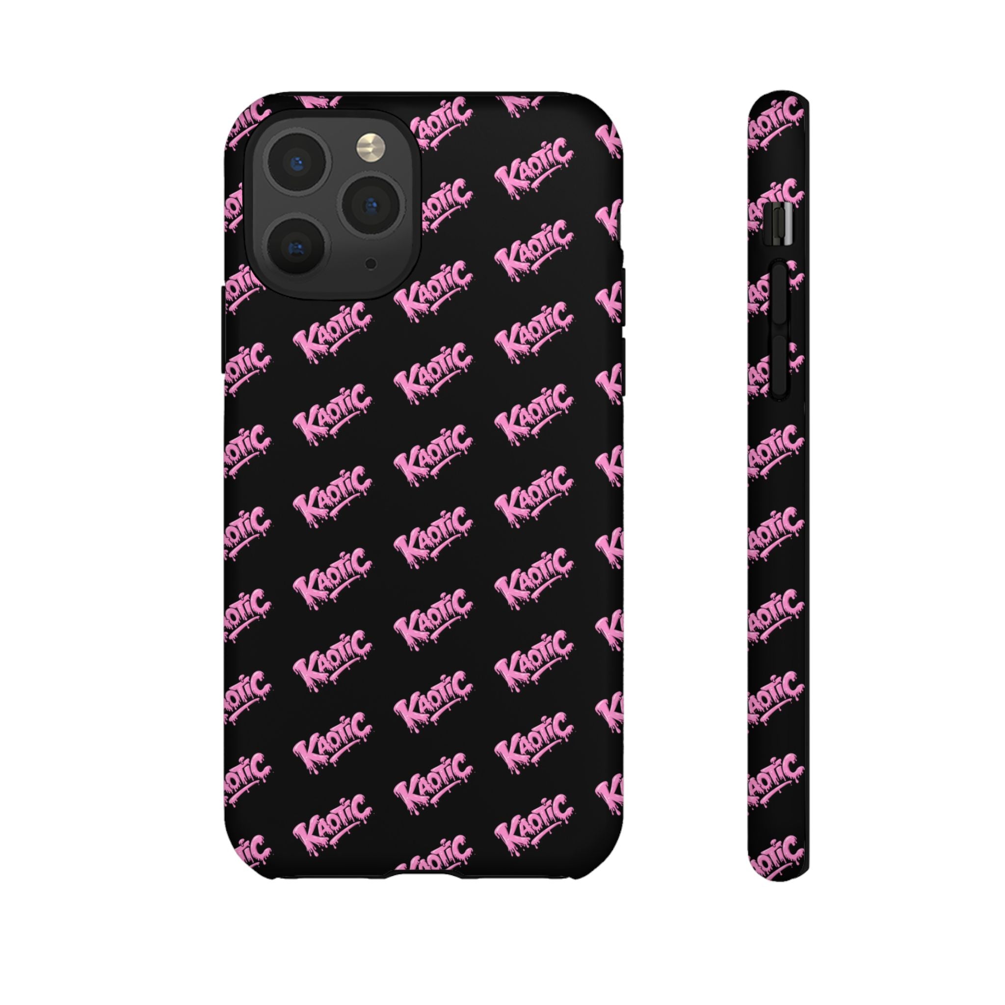 Phone Case — Black & Pink Repeating 'Krazie' Logo Protective Case