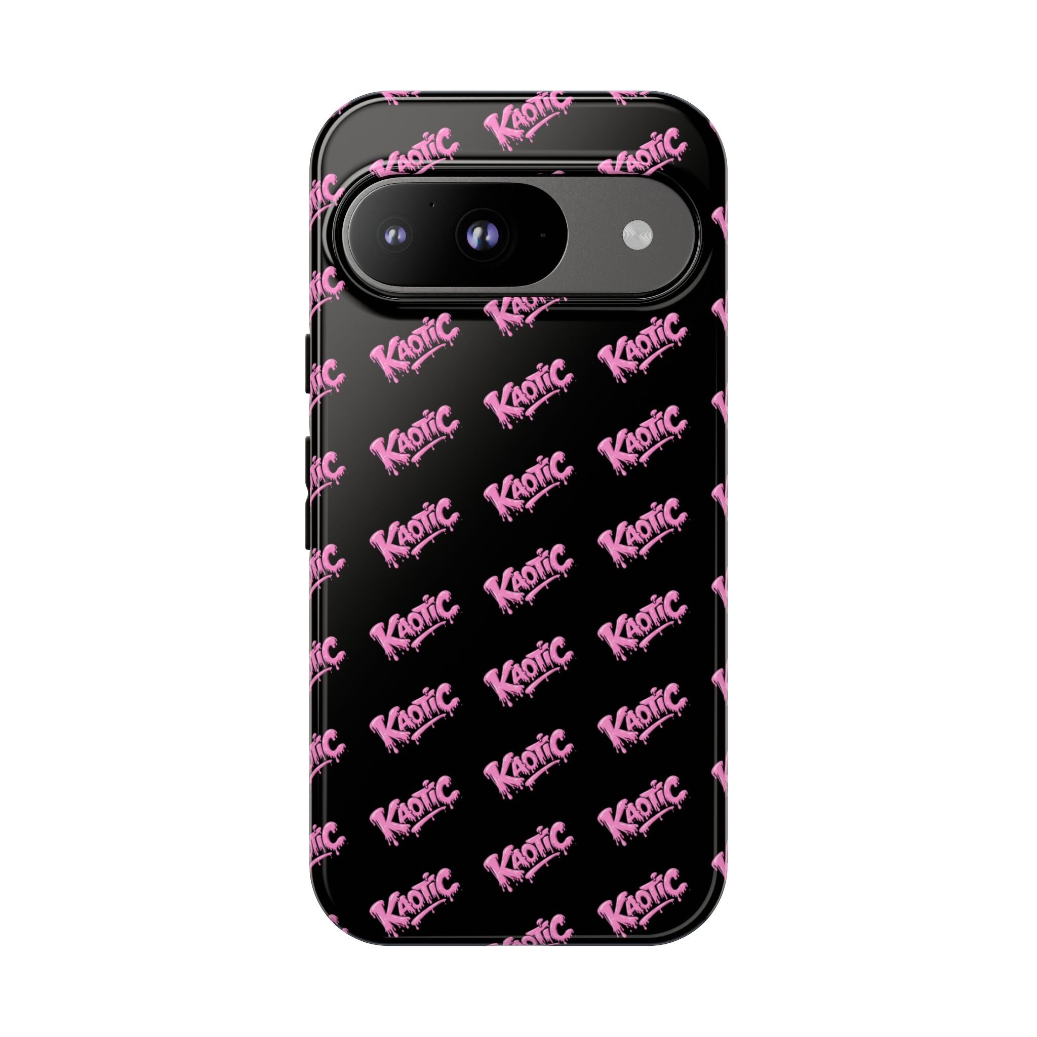 Phone Case — Black & Pink Repeating 'Krazie' Logo Protective Case