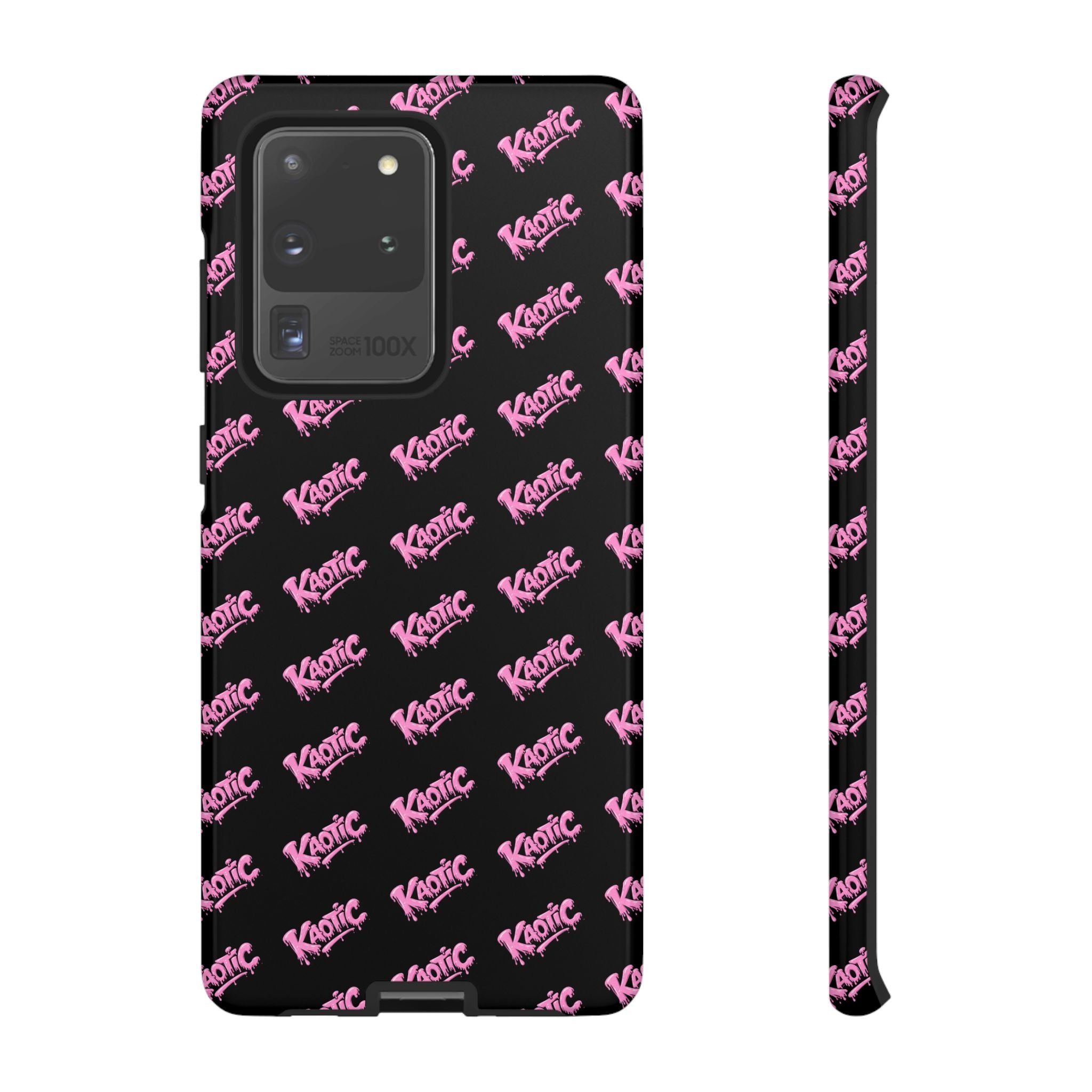 Phone Case — Black & Pink Repeating 'Krazie' Logo Protective Case