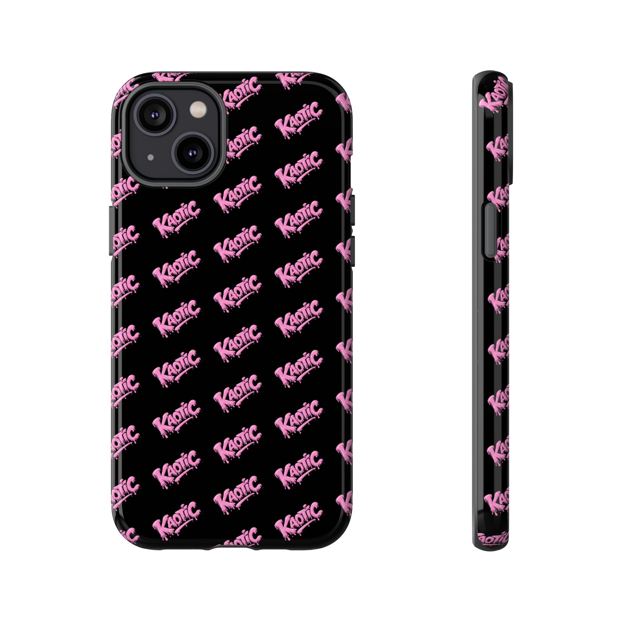 Phone Case — Black & Pink Repeating 'Krazie' Logo Protective Case