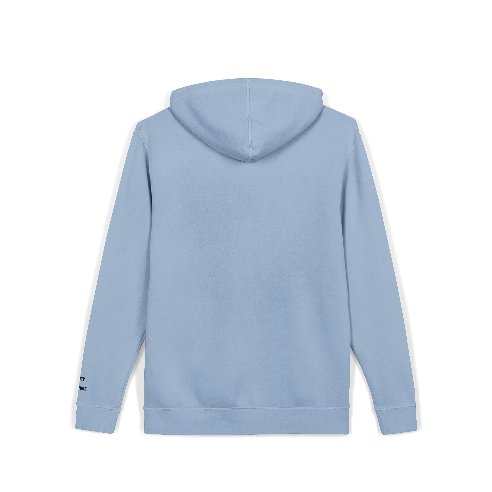 Minimal 'Koustic Nature' Pigment-Dyed Hoodie – Soft Vintage Blue
