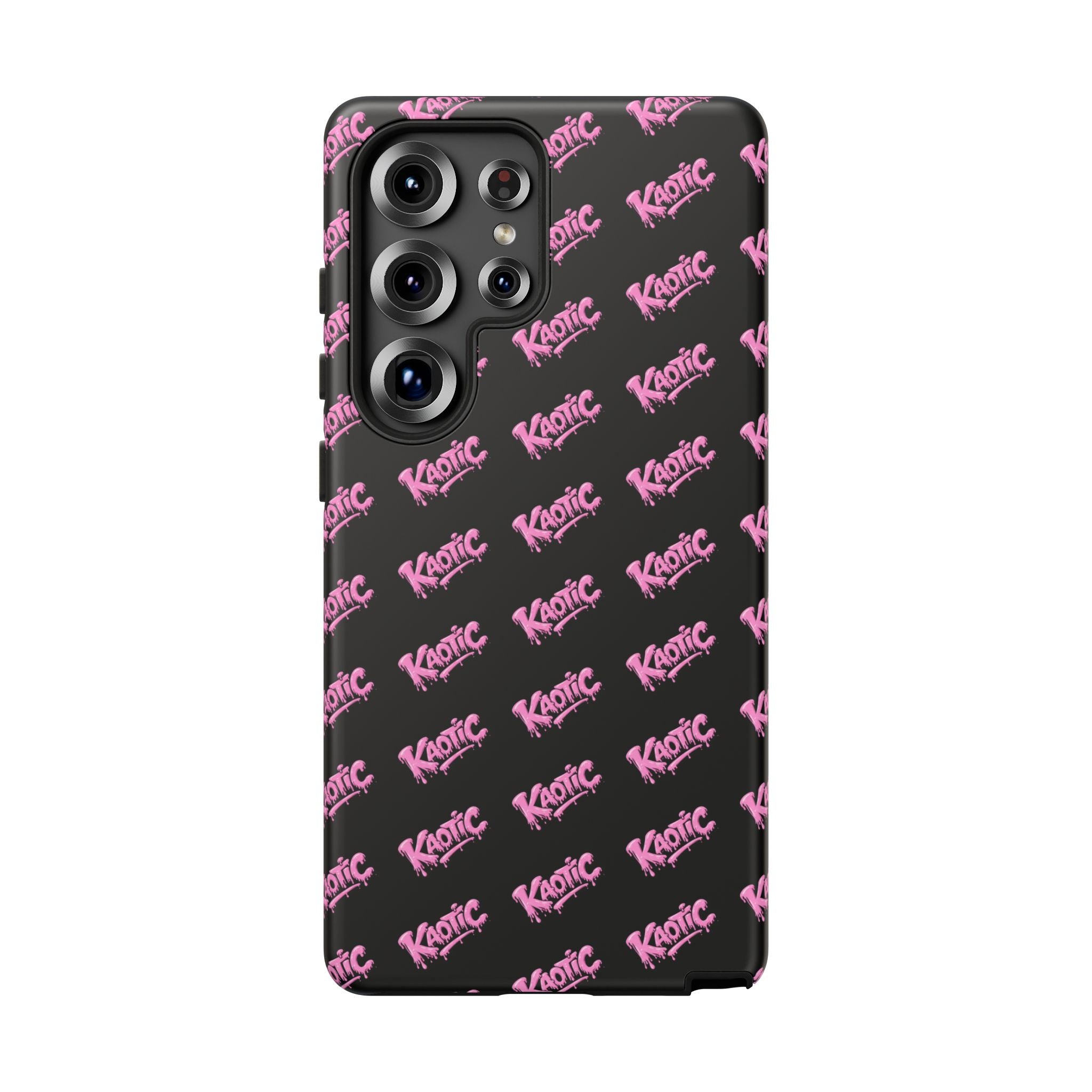 Phone Case — Black & Pink Repeating 'Krazie' Logo Protective Case