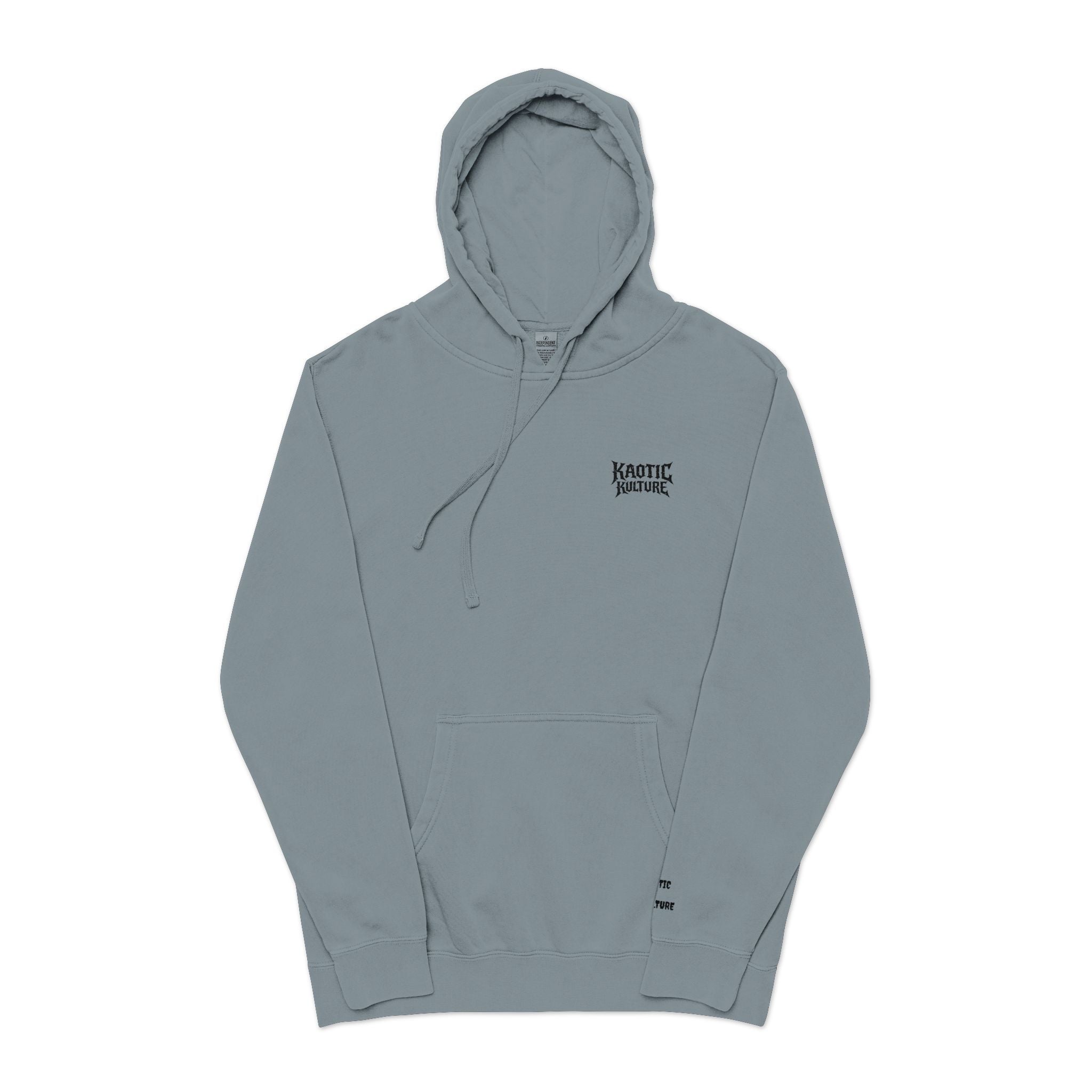 Minimal 'Koustic Nature' Pigment-Dyed Hoodie – Soft Vintage Blue