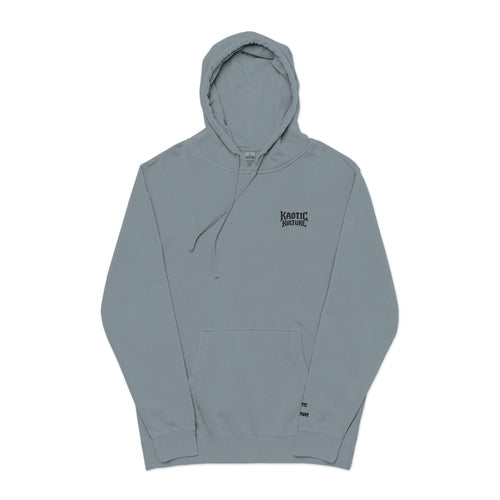 Minimal 'Koustic Nature' Pigment-Dyed Hoodie – Soft Vintage Blue