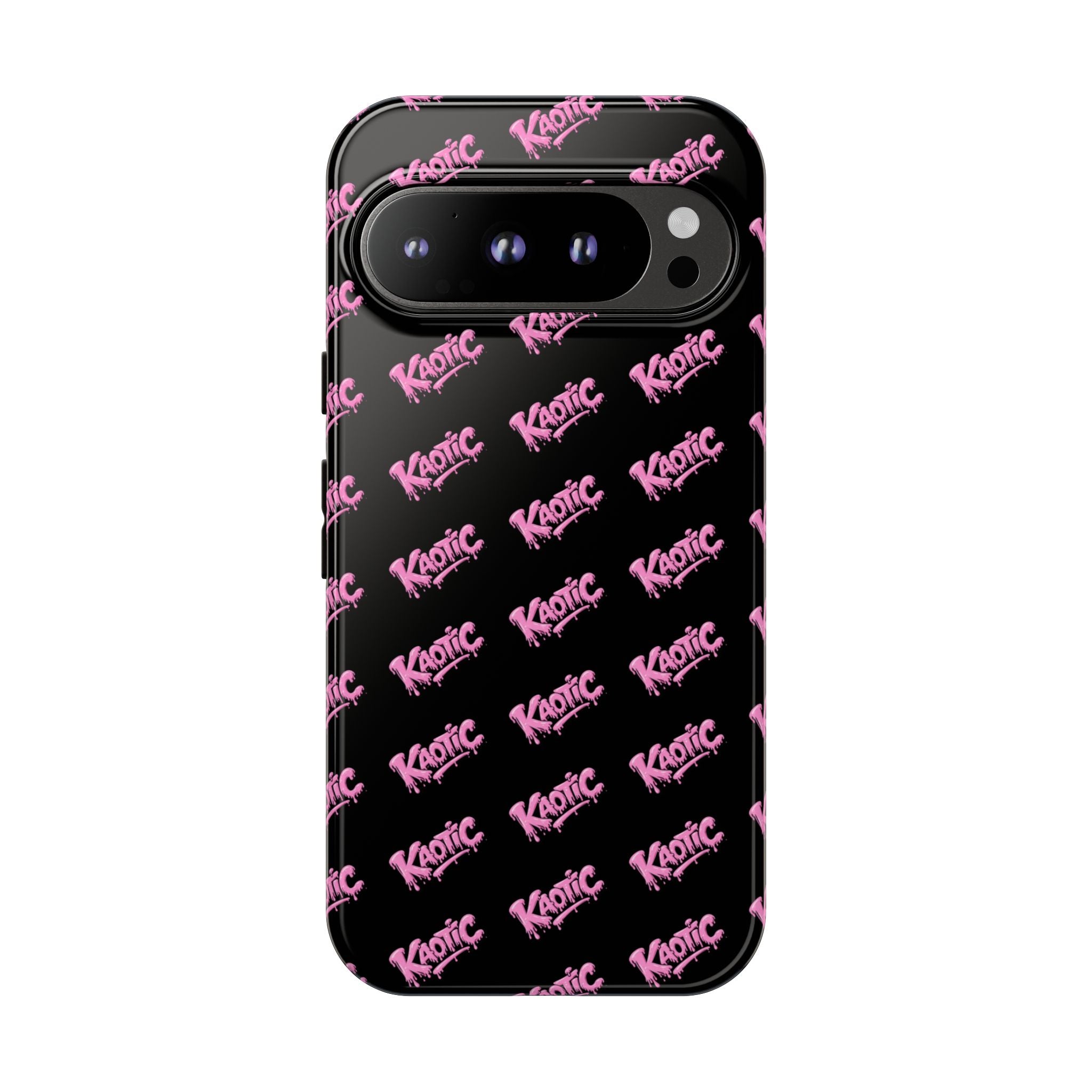 Phone Case — Black & Pink Repeating 'Krazie' Logo Protective Case