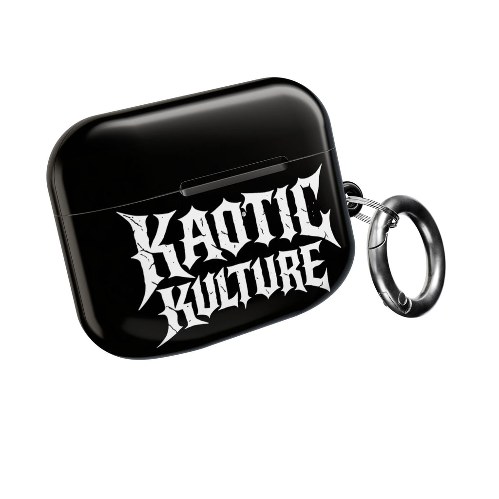 Kaotic Kulture AirPod Case — Black Gothic Script Protective Cover