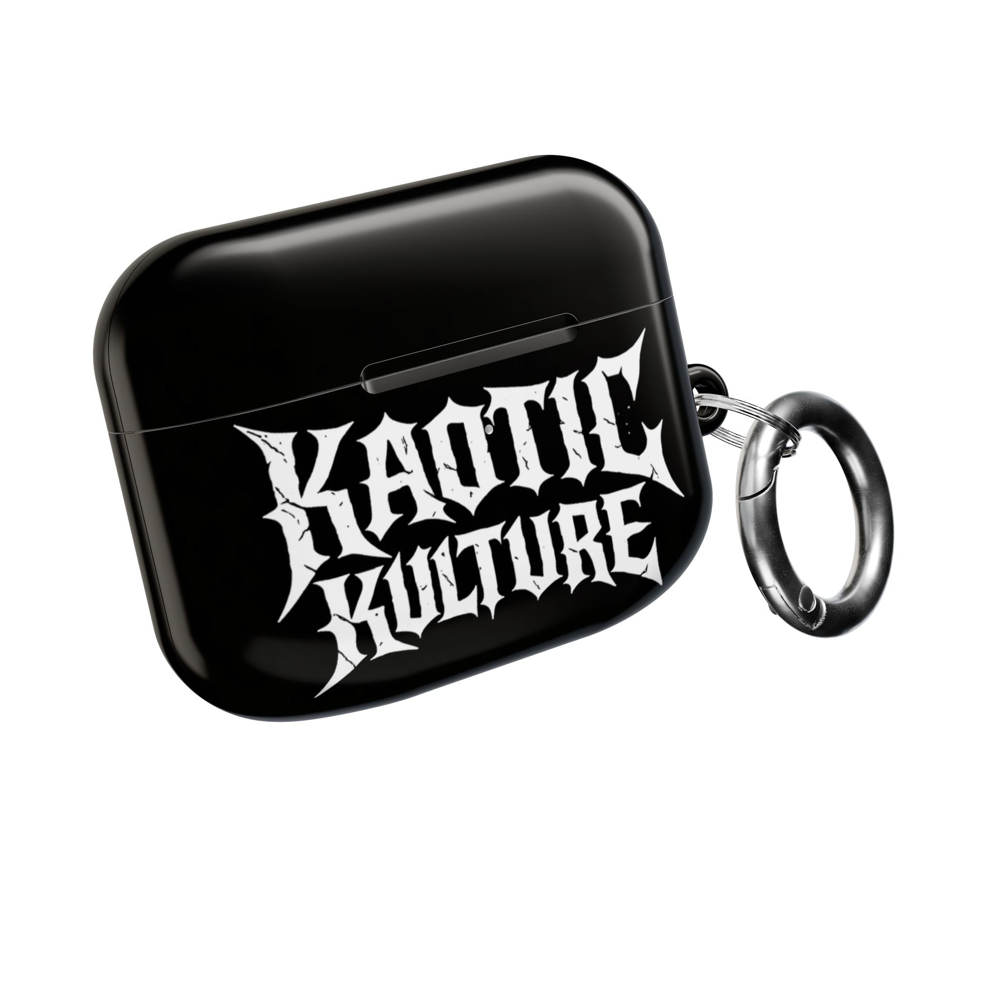 Kaotic Kulture AirPod Case — Black Gothic Script Protective Cover