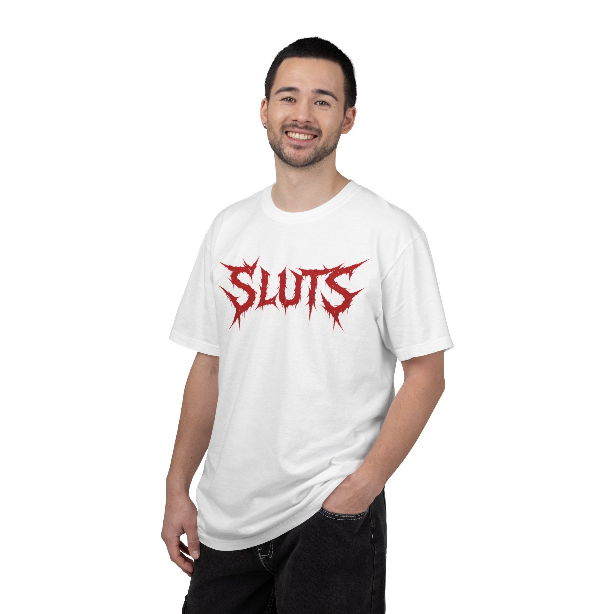 Graphic Tee — 'SLUTS' Red Metal Logo T-Shirt