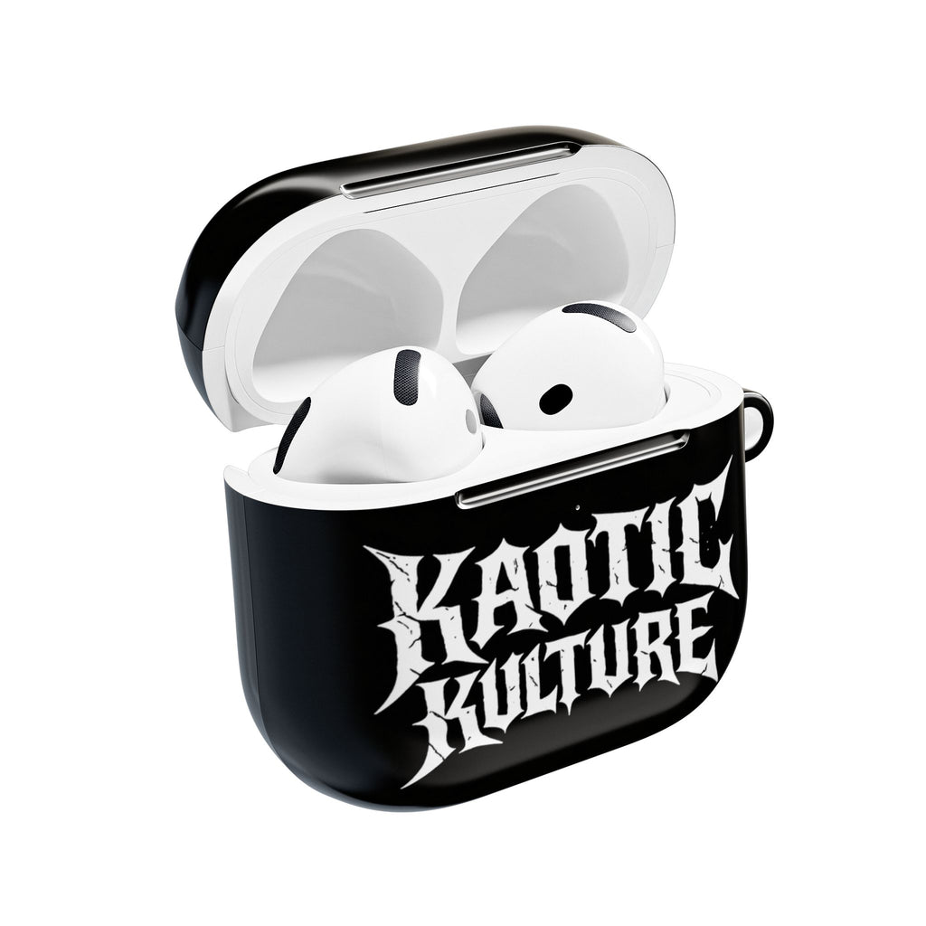 Kaotic Kulture AirPod Case — Black Gothic Script Protective Cover