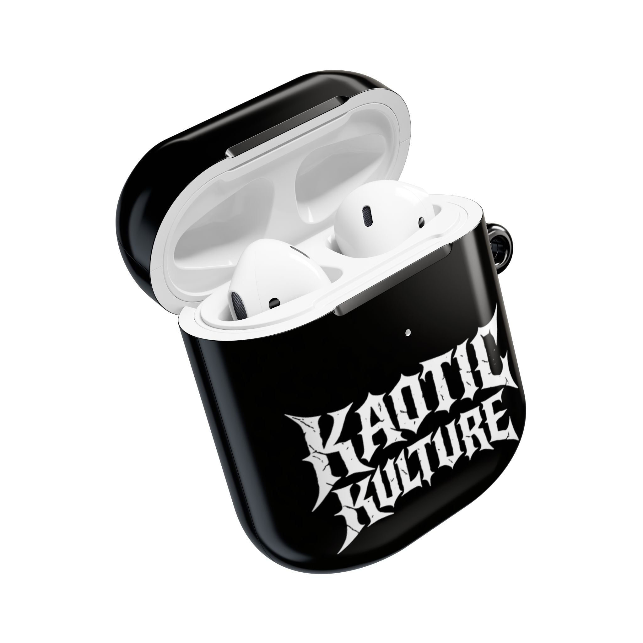 Kaotic Kulture AirPod Case — Black Gothic Script Protective Cover