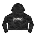 Menacing Script Cropped Hoodie — Women's Gothic Graphic Pullover