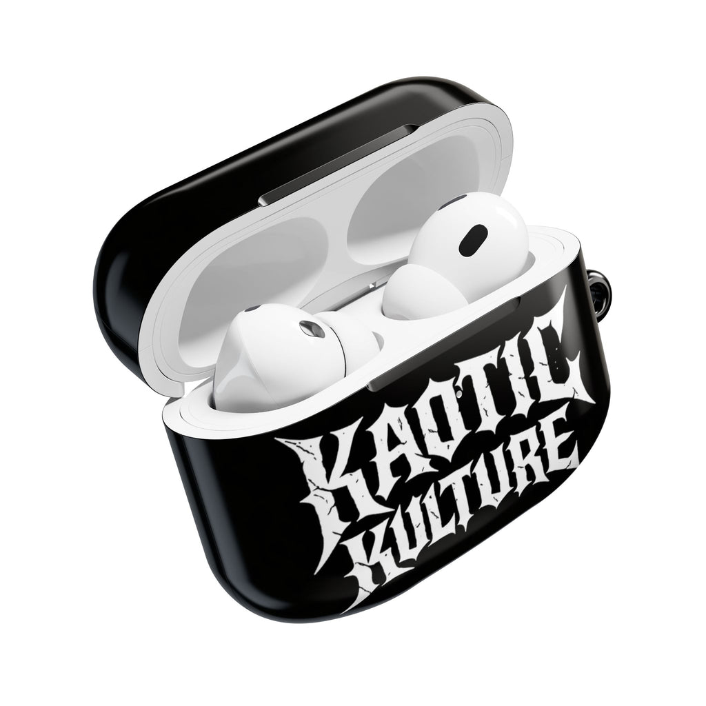 Kaotic Kulture AirPod Case — Black Gothic Script Protective Cover
