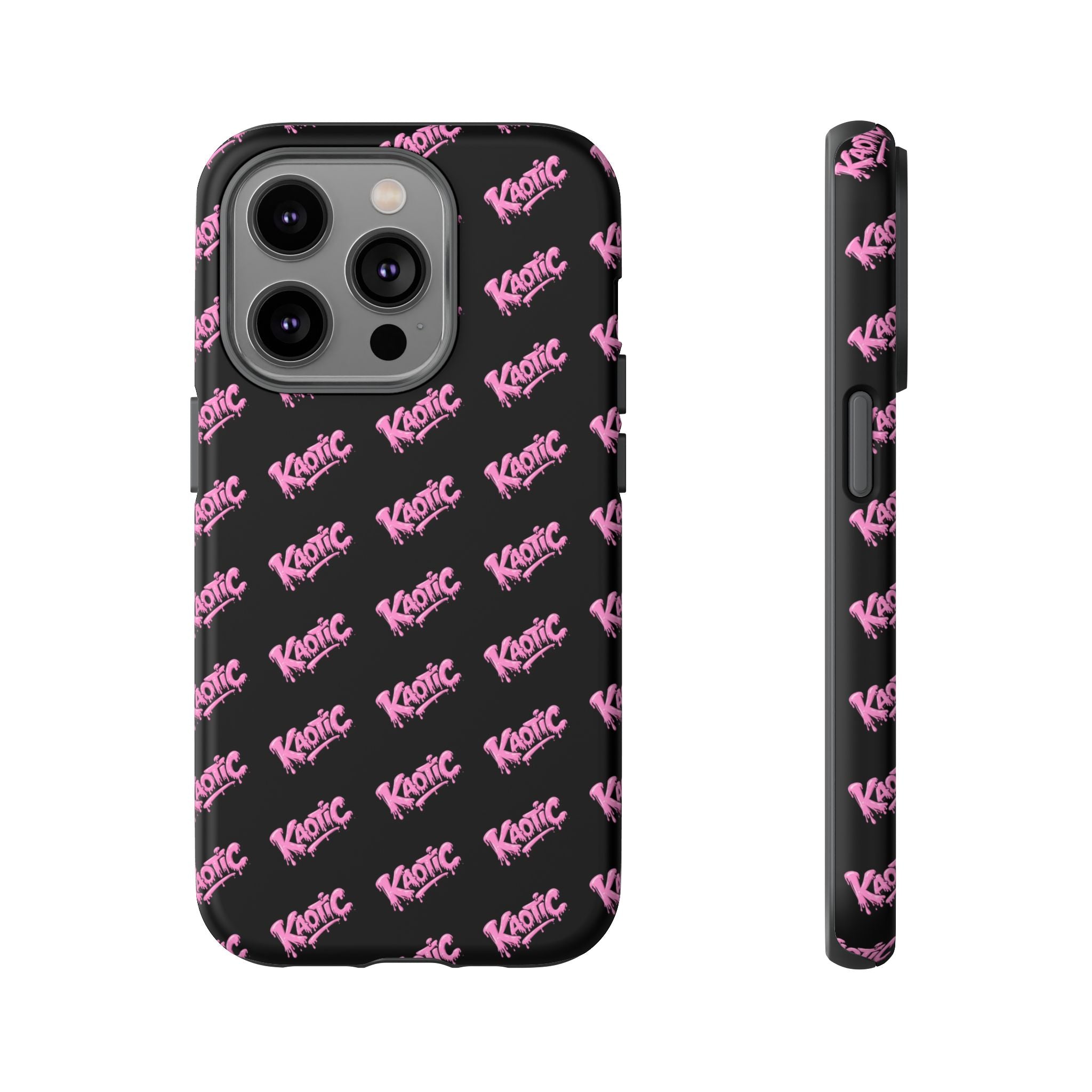 Phone Case — Black & Pink Repeating 'Krazie' Logo Protective Case