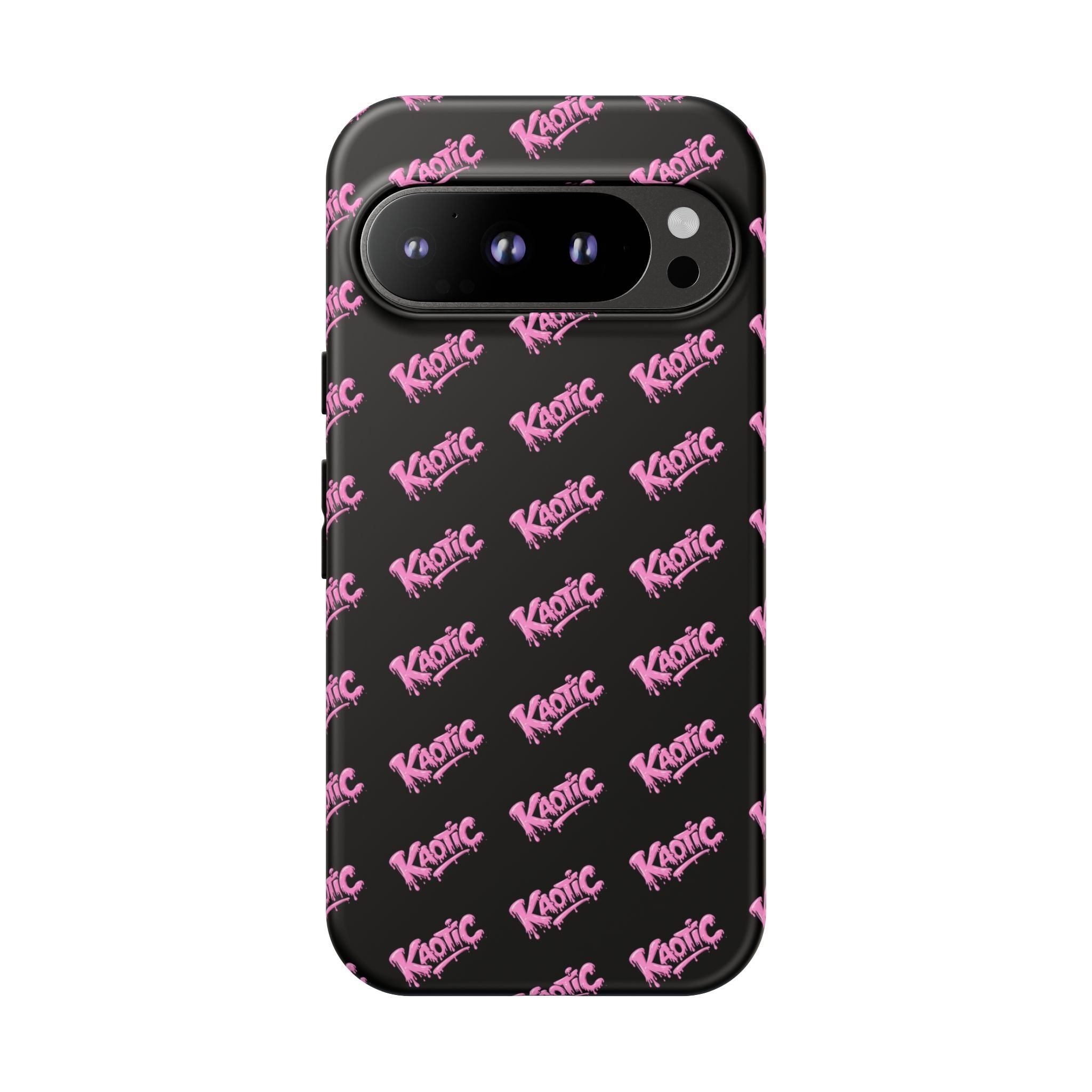 Phone Case — Black & Pink Repeating 'Krazie' Logo Protective Case