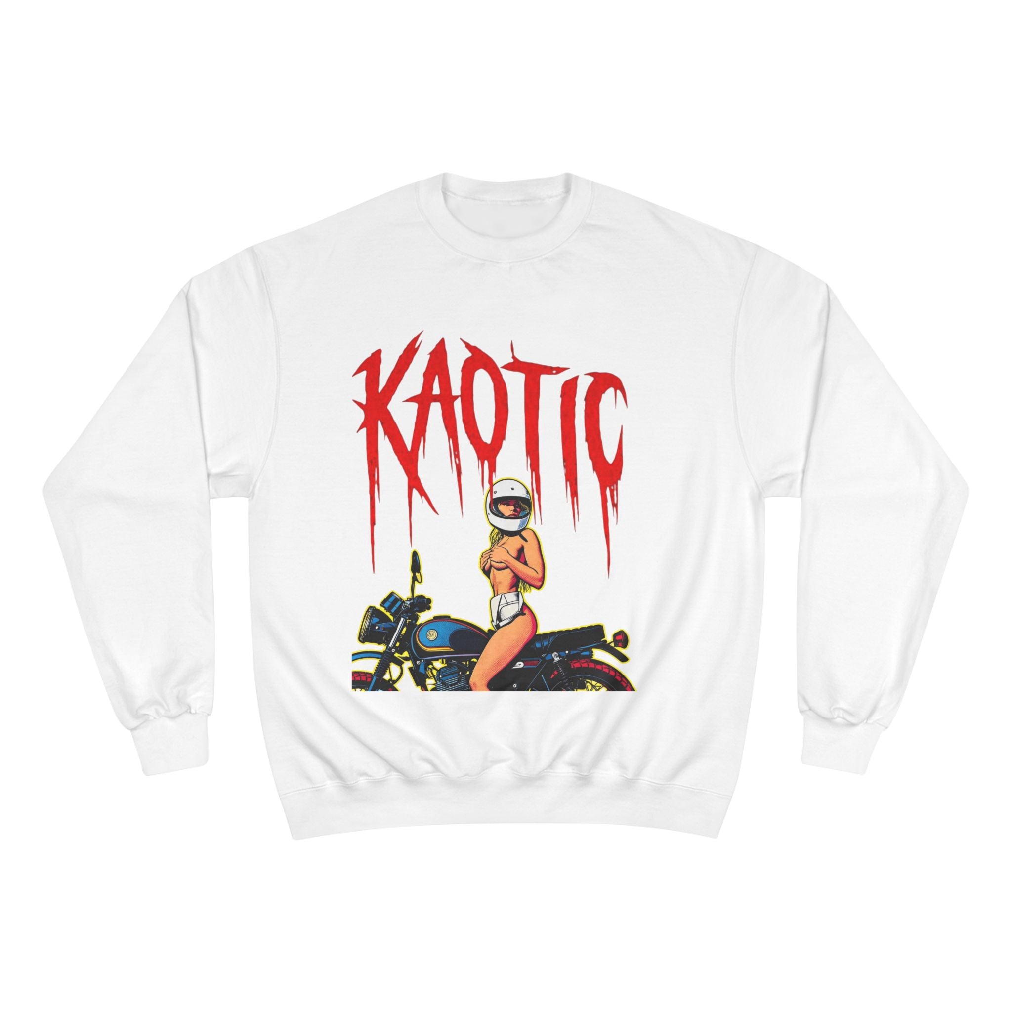 Sweatshirt — Kaotic Motorcycle Girl Graphic Crewneck