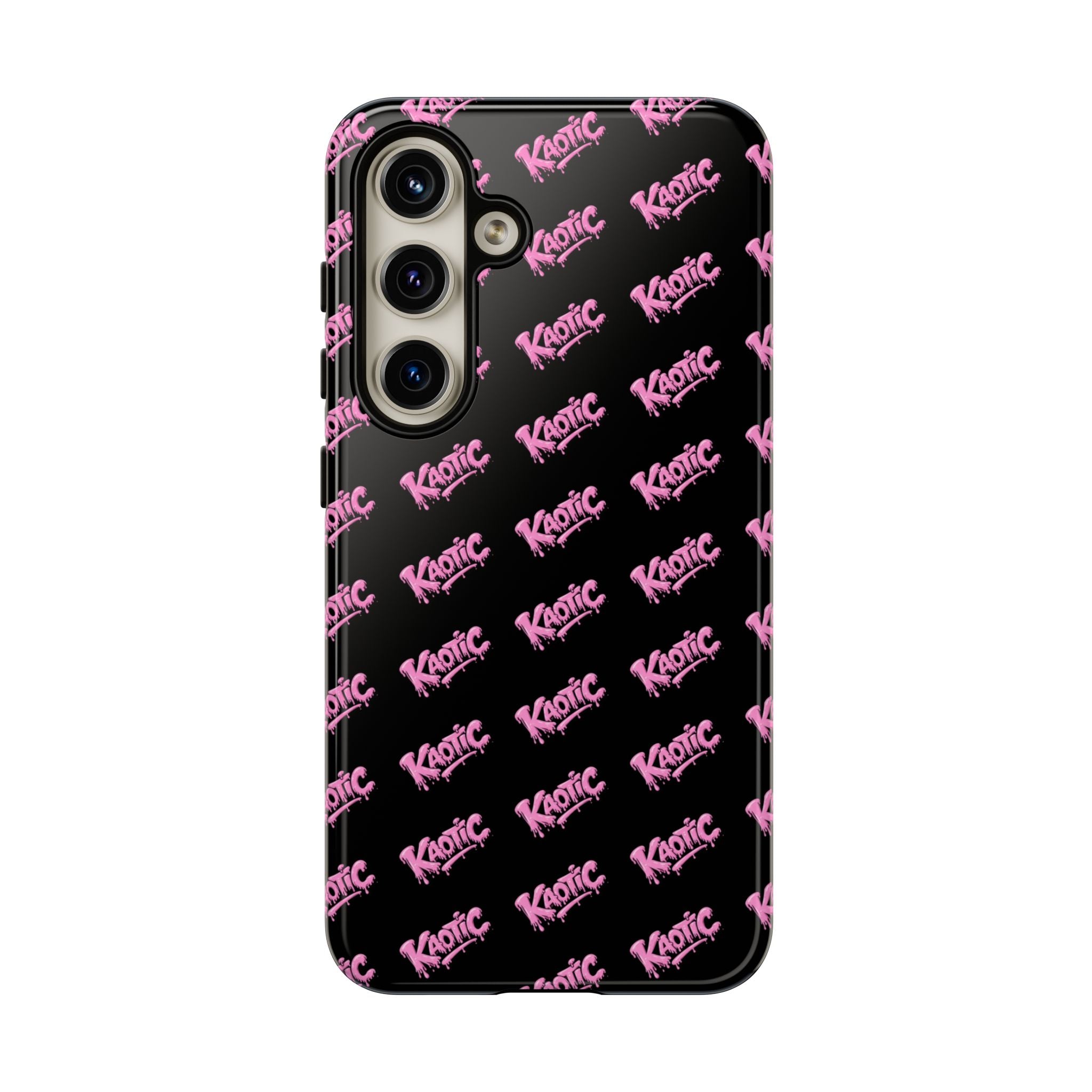 Phone Case — Black & Pink Repeating 'Krazie' Logo Protective Case