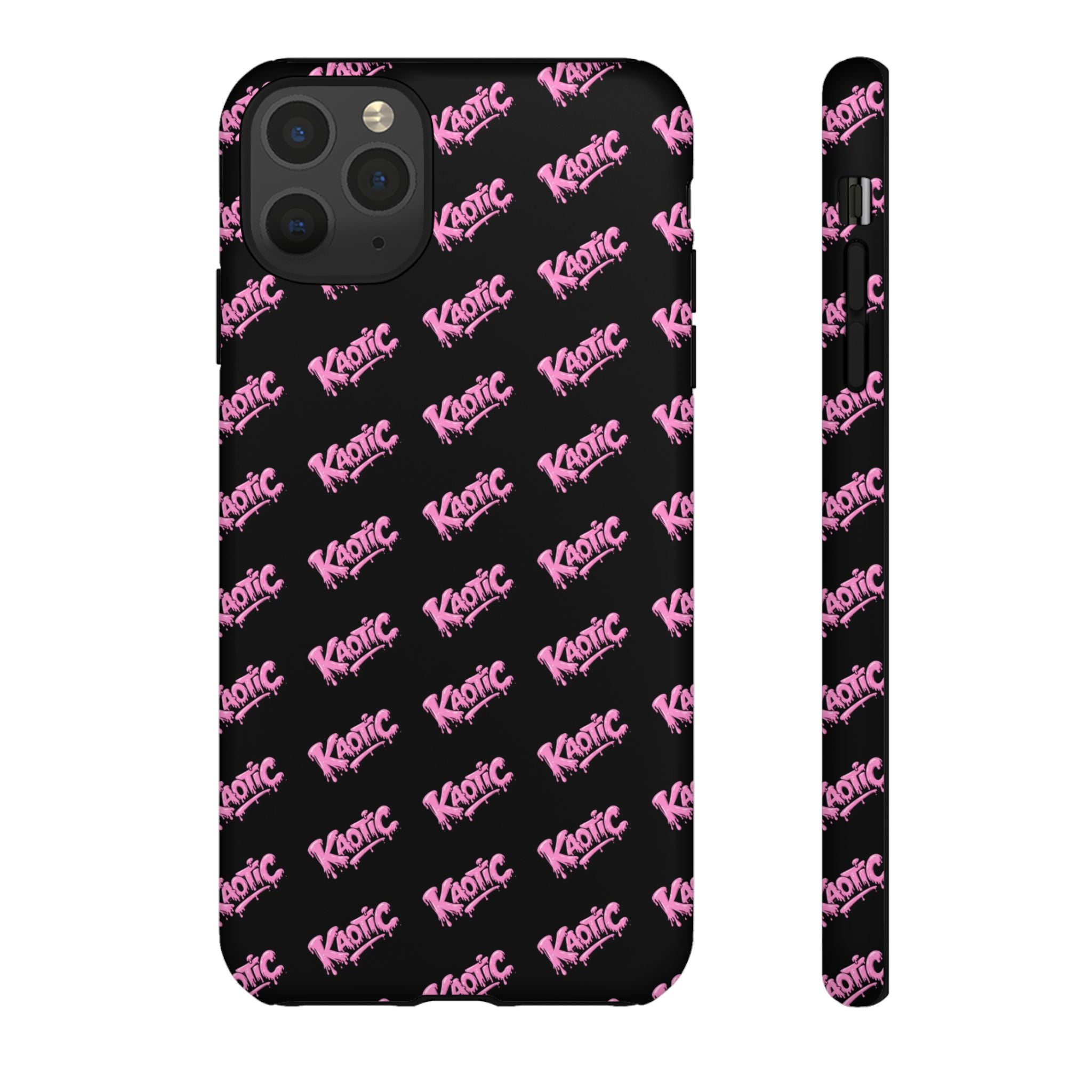 Phone Case — Black & Pink Repeating 'Krazie' Logo Protective Case