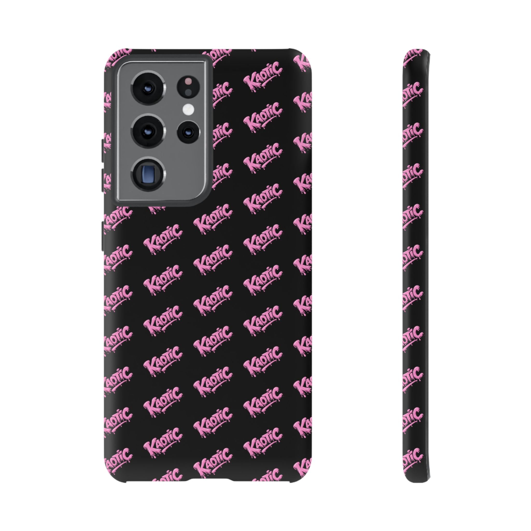 Phone Case — Black & Pink Repeating 'Krazie' Logo Protective Case