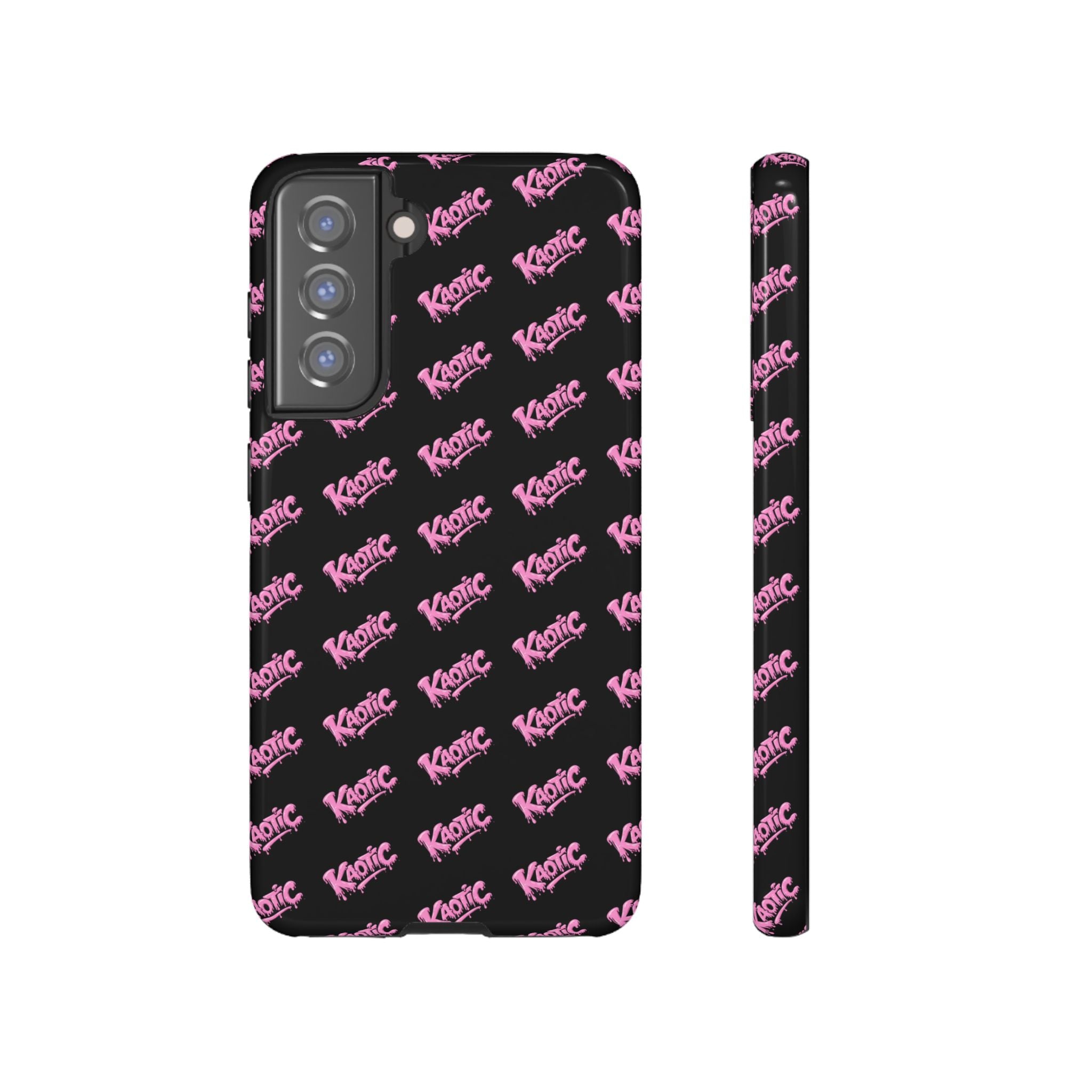 Phone Case — Black & Pink Repeating 'Krazie' Logo Protective Case