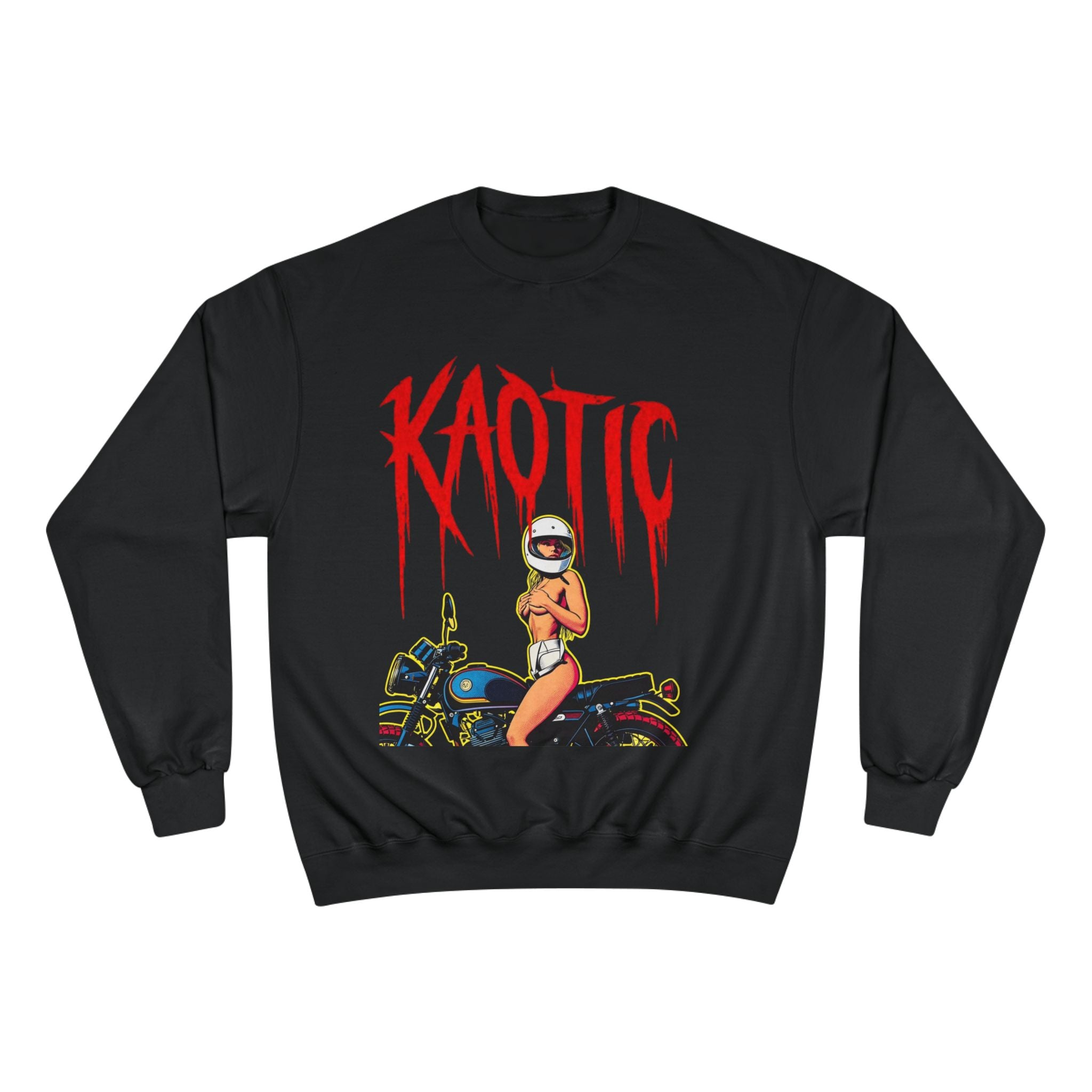 Sweatshirt — Kaotic Motorcycle Girl Graphic Crewneck