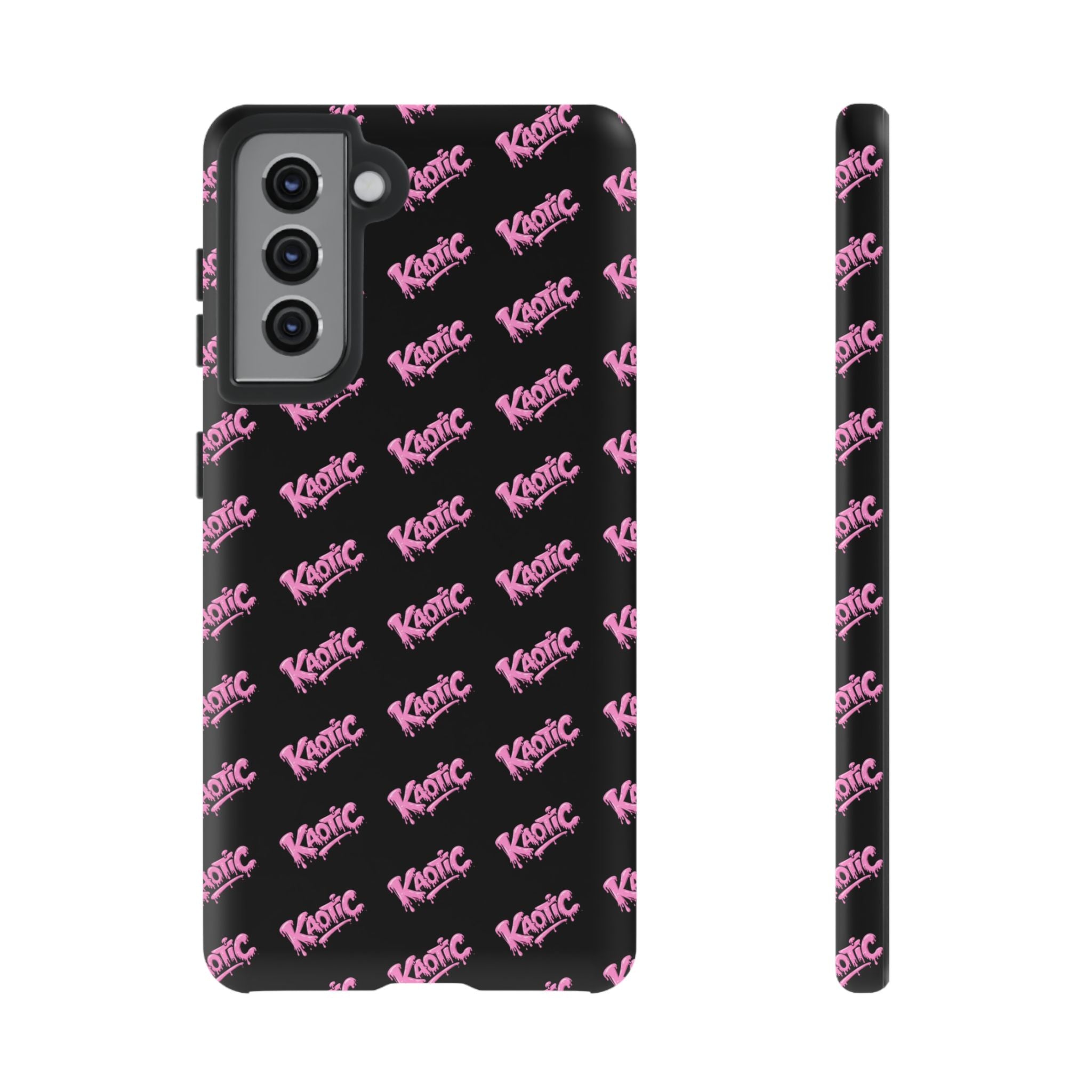 Phone Case — Black & Pink Repeating 'Krazie' Logo Protective Case