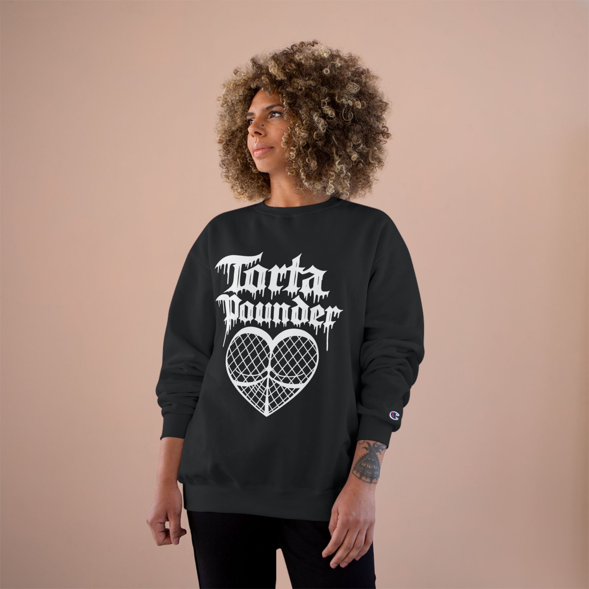 Torta Pounder Sweatshirt — Gothic Heart Graphic Champion Crewneck