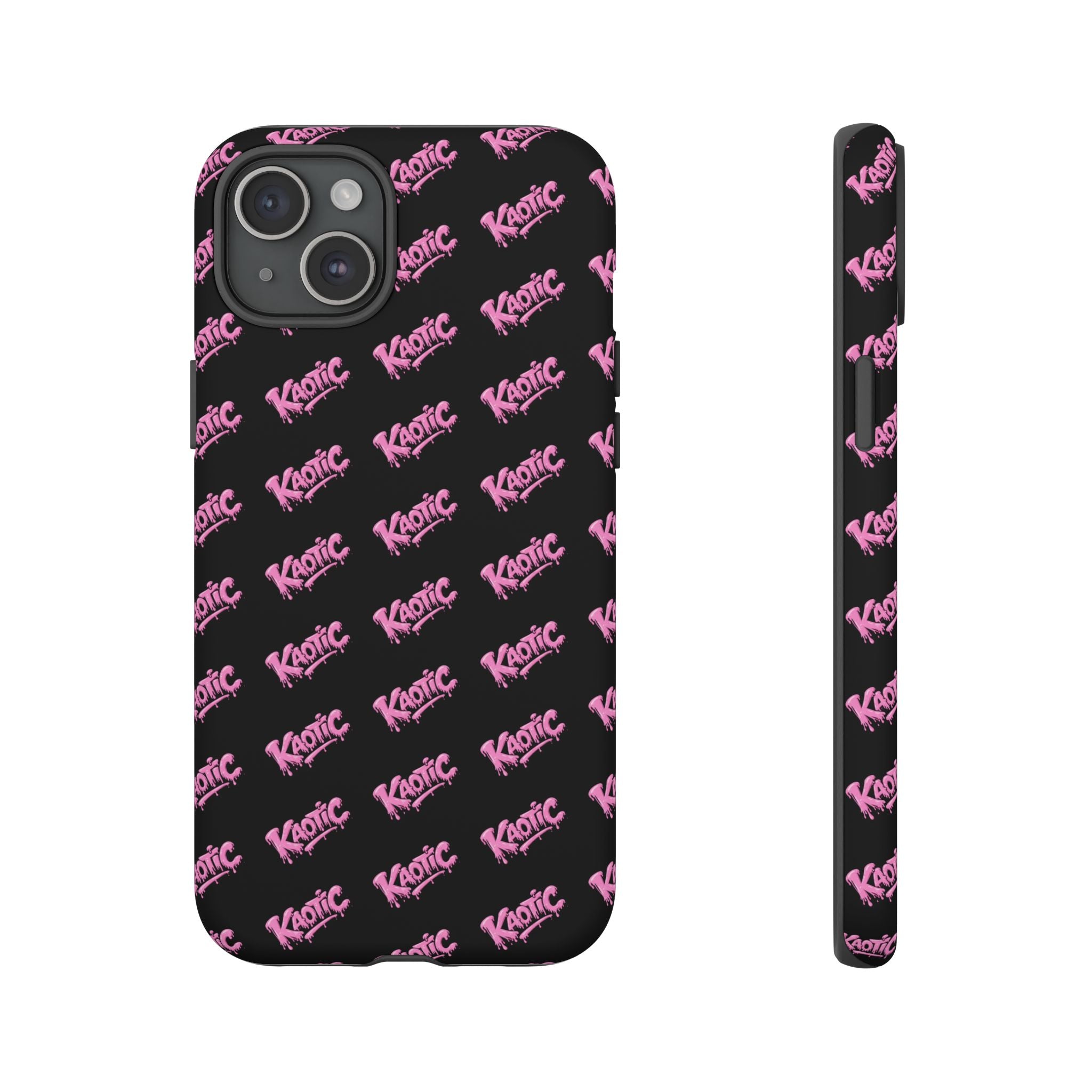 Phone Case — Black & Pink Repeating 'Krazie' Logo Protective Case