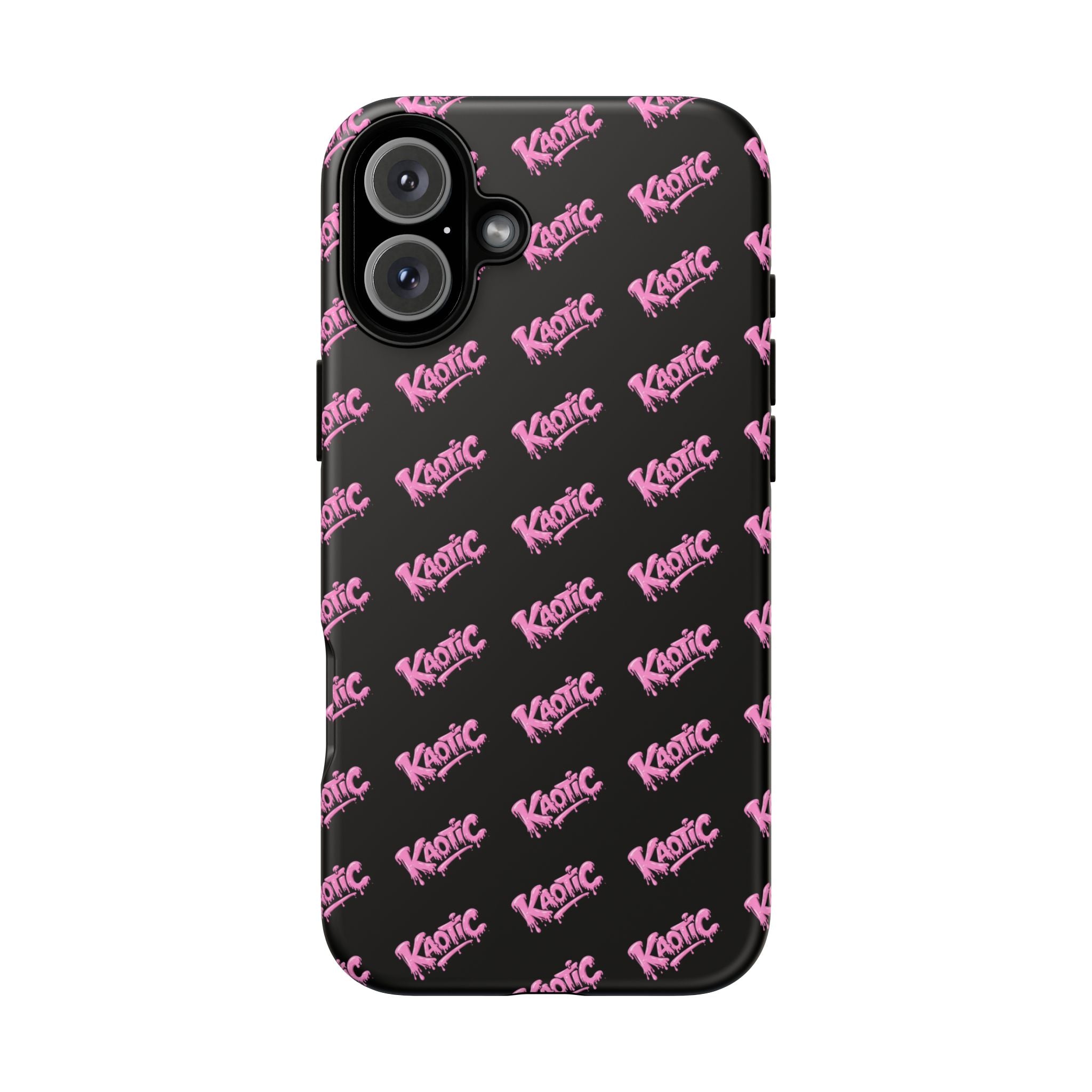 Phone Case — Black & Pink Repeating 'Krazie' Logo Protective Case