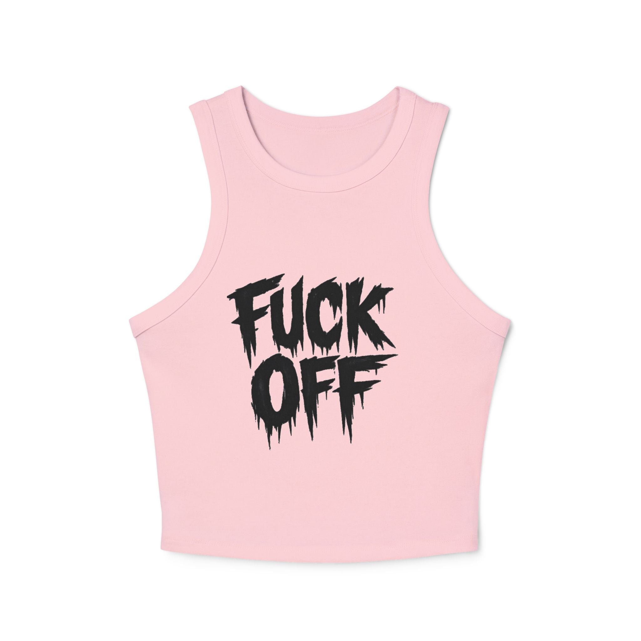 Racer Tank Top — "Fuck Off" Drip Graphic