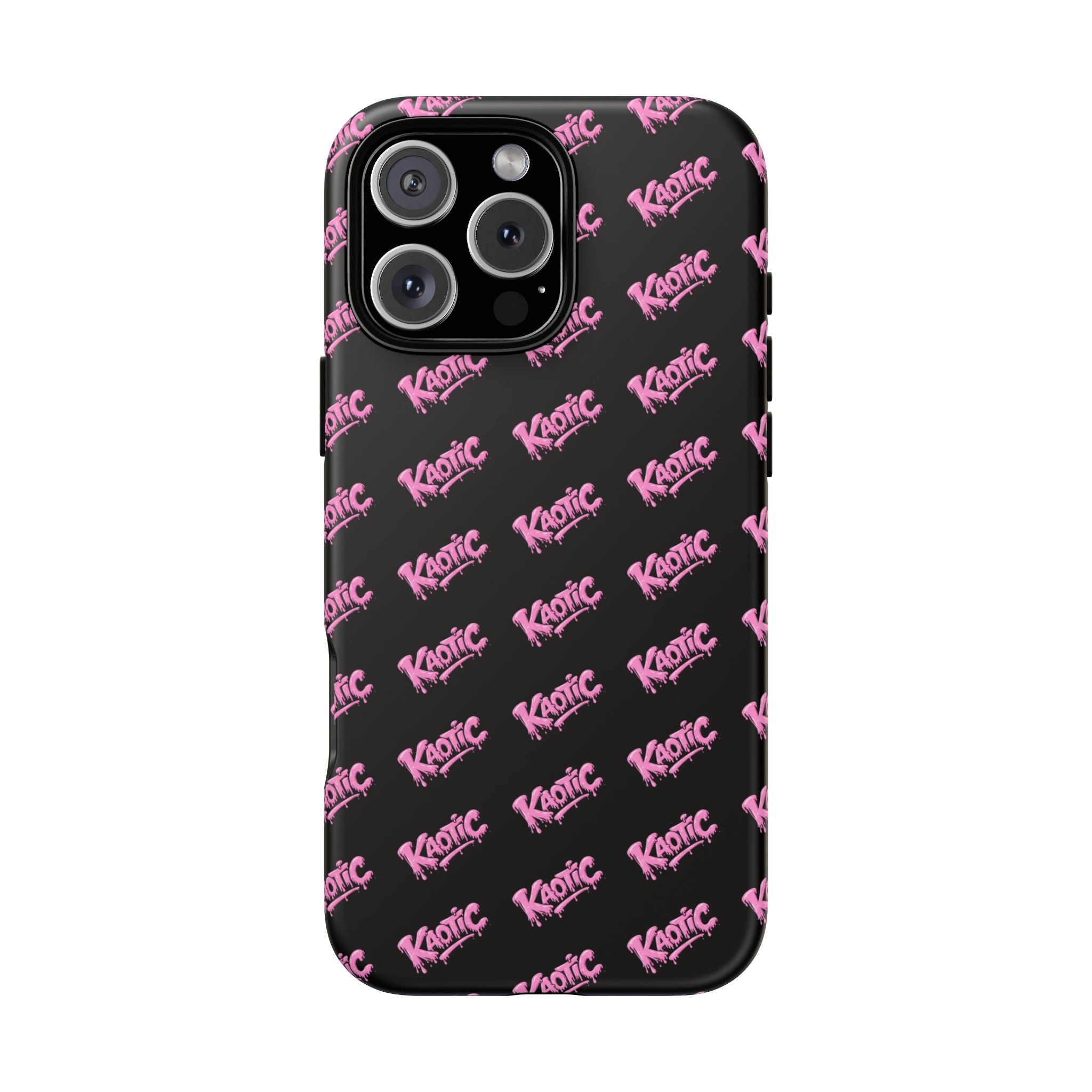 Phone Case — Black & Pink Repeating 'Krazie' Logo Protective Case