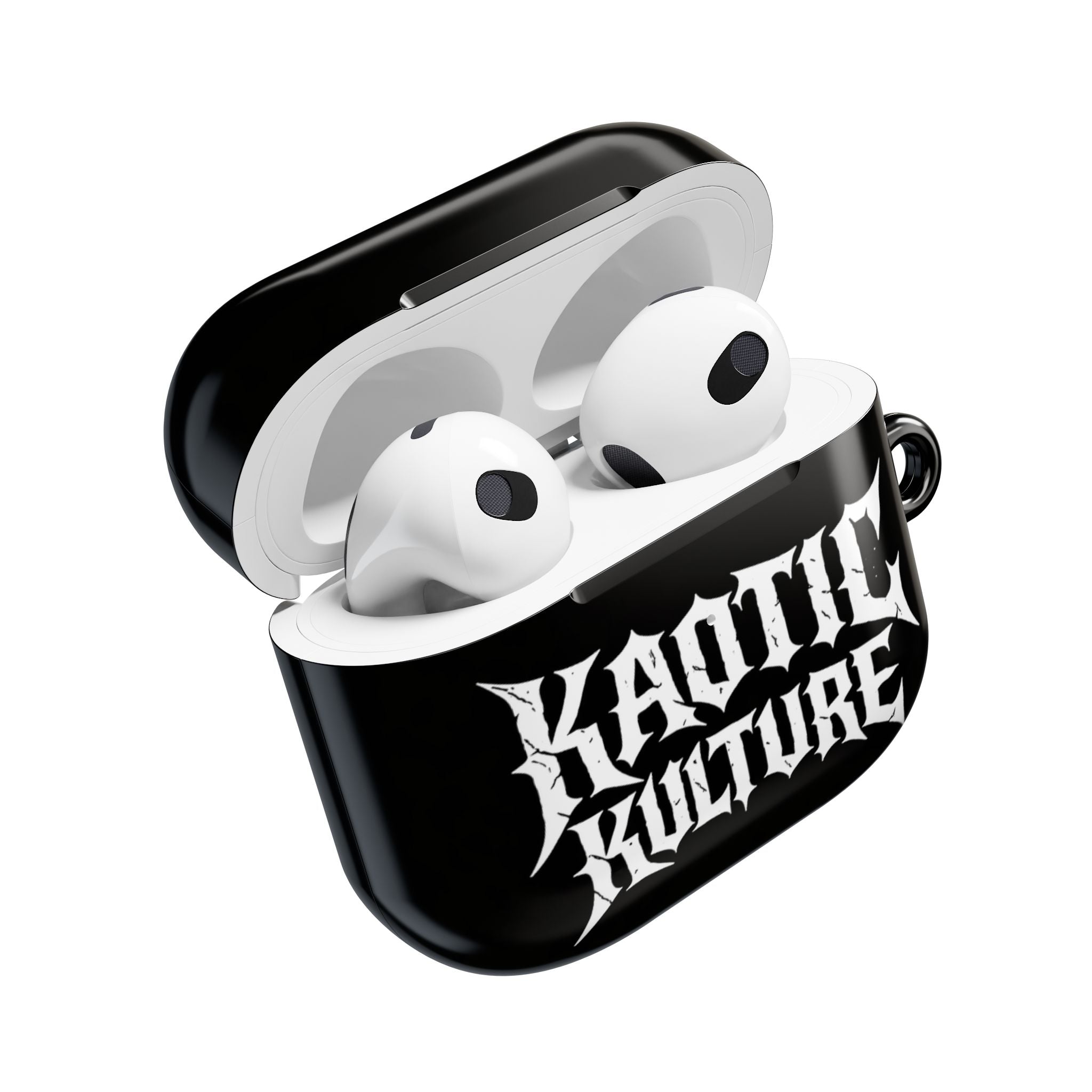 Kaotic Kulture AirPod Case — Black Gothic Script Protective Cover
