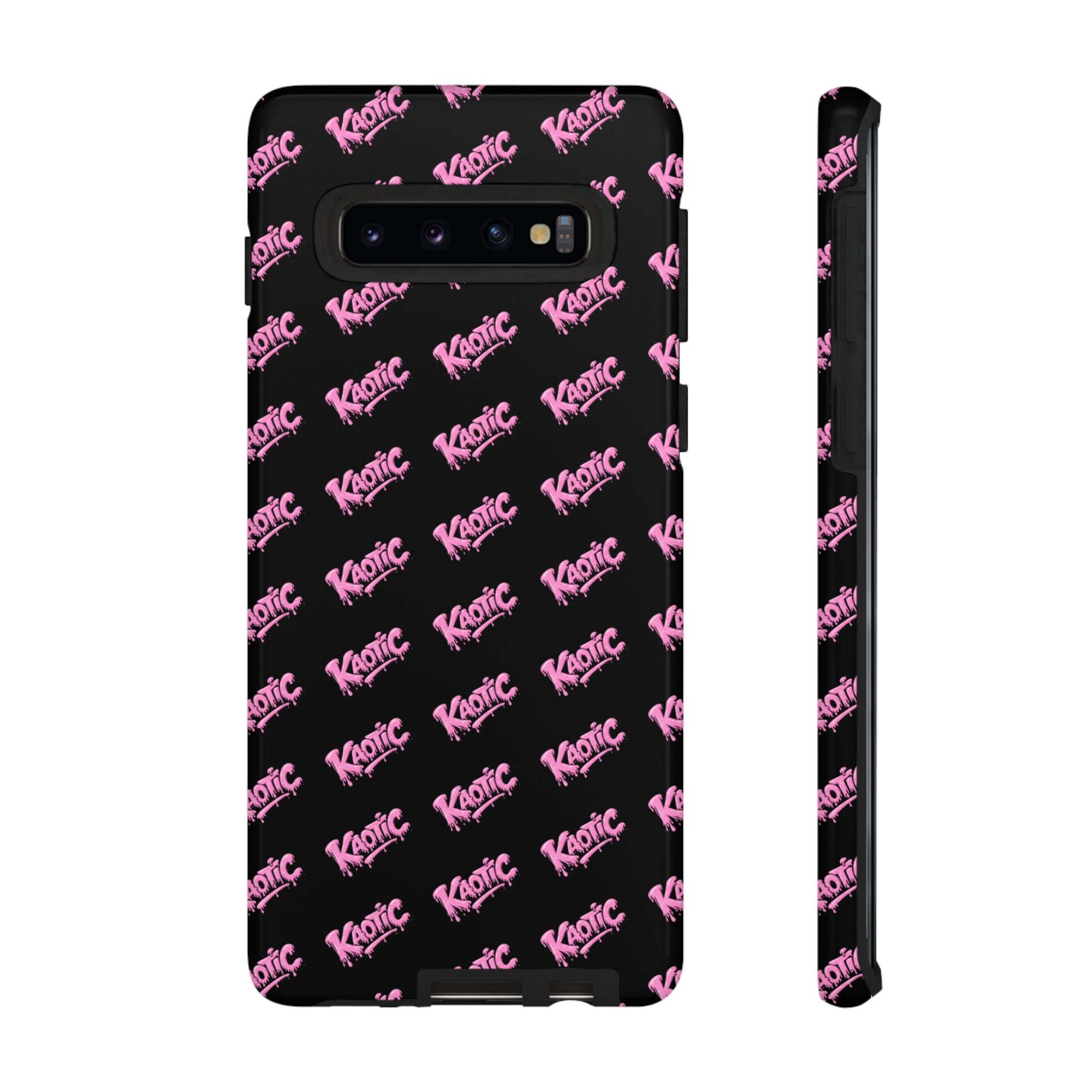 Phone Case — Black & Pink Repeating 'Krazie' Logo Protective Case