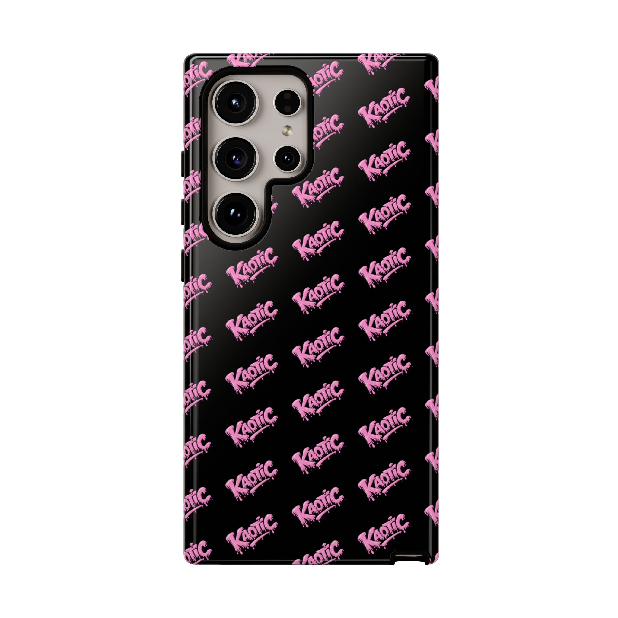 Phone Case — Black & Pink Repeating 'Krazie' Logo Protective Case