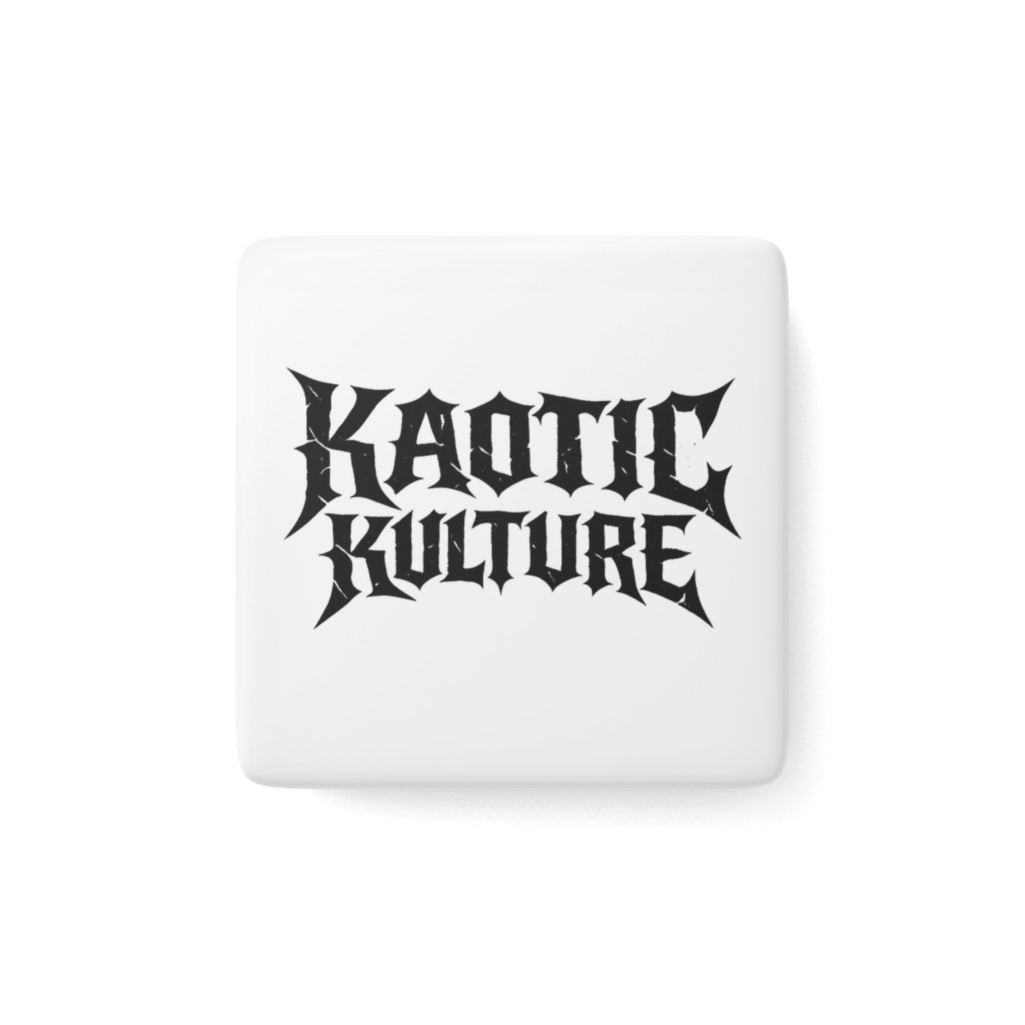 Porcelain Magnet — Kaotic Kulture Gothic Logo Square Magnet