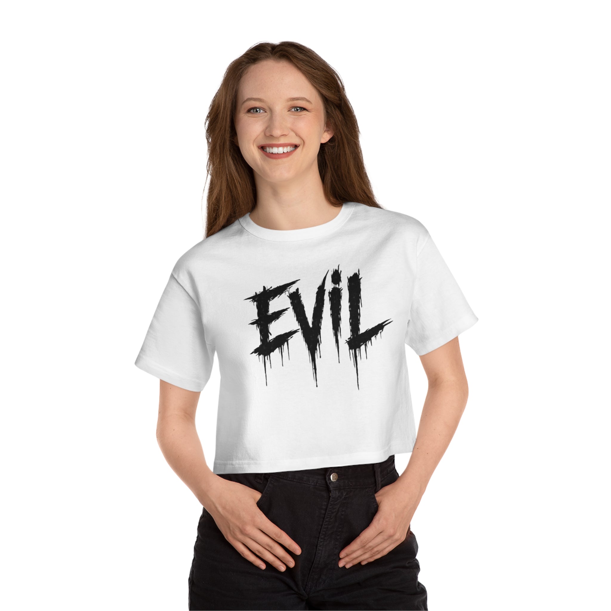 Evil Drip Crop Tee — Edgy Graphic Women's Cropped T-Shirt