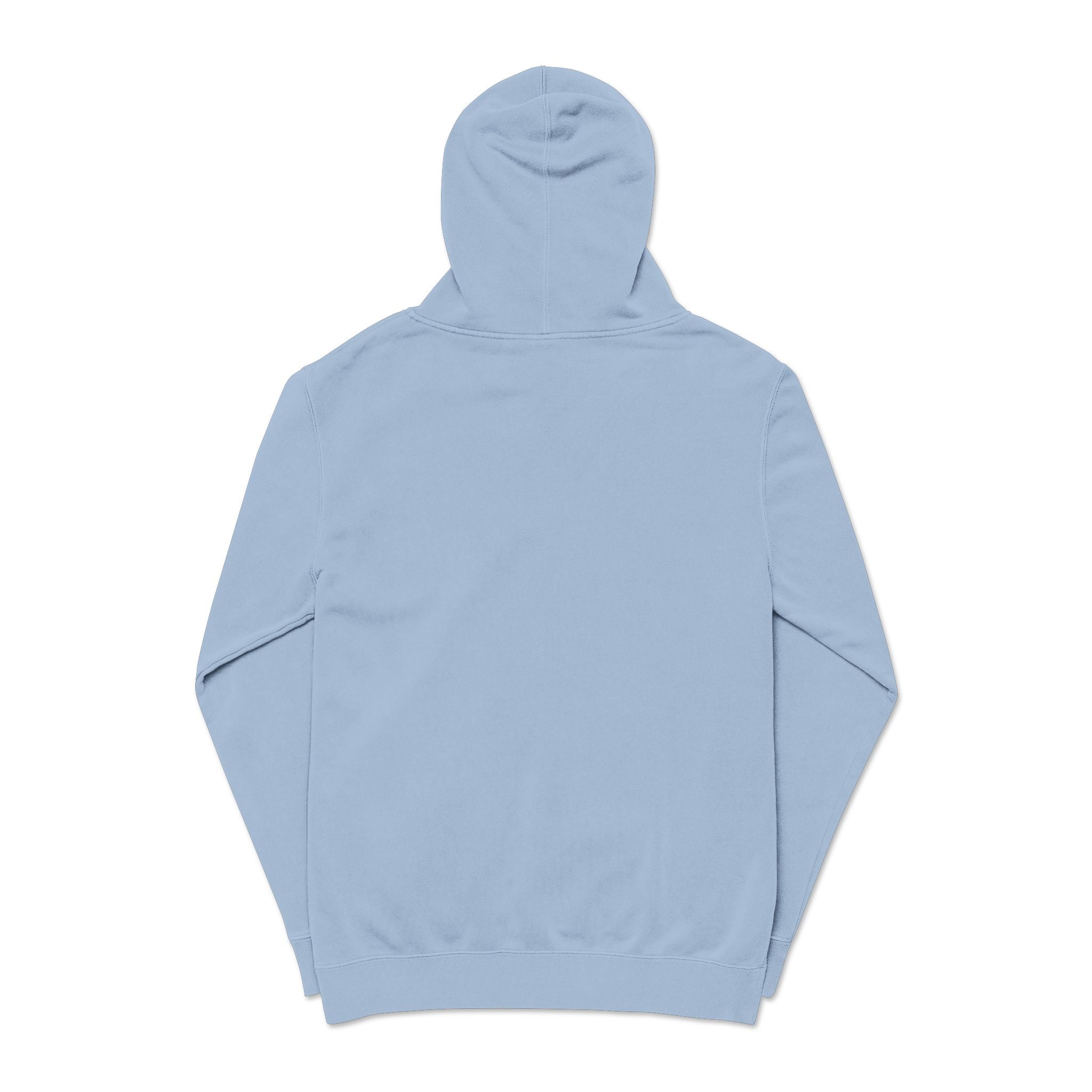 Minimal 'Koustic Nature' Pigment-Dyed Hoodie – Soft Vintage Blue